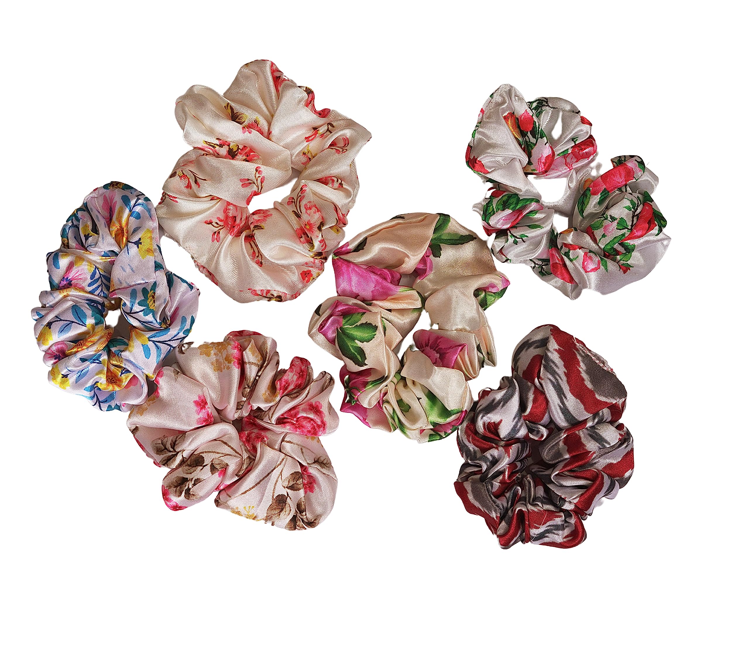 Premium Silk Satin Scrunchies for Women & Girls - Soft Hair Ties Set (6-Pack) | Anti-Hair Breakage Ponytail Holders, Gentle Hair Bands for Daily Use, Workouts & Special Occasions