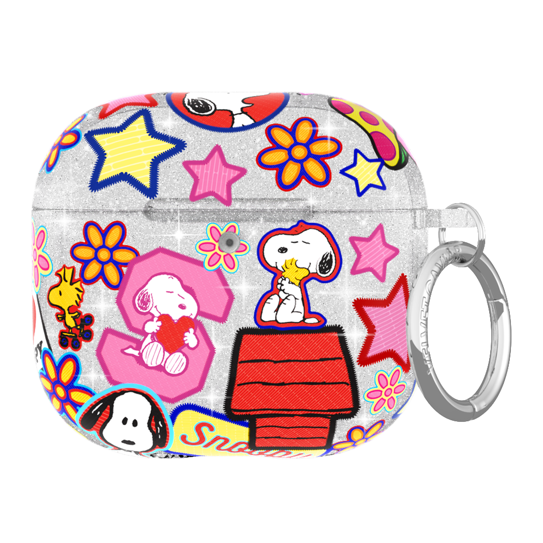 Cute Snoopy Patchwork Glitter AirPods Case Cover for AirPods 1/2/3 Pro - Sparkling Rhinestone Design, Protective Shockproof Silicone Case for Apple AirPods - Perfect for School, Work, Travel & Daily Use