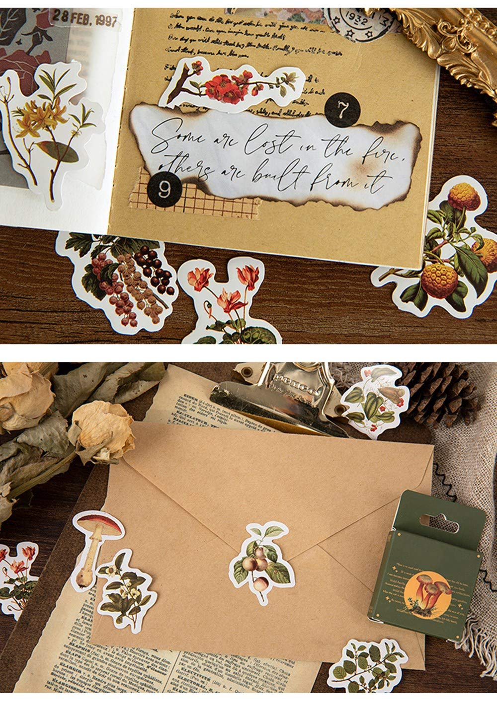 Aesthetic Plant Stickers Set - 92PC Cute Flower & Seasonal Wild Plant Decals for Scrapbooking, Fall Leaves Stickers for Laptop, Phone Case, Kindle, Journal, Planner, DIY Crafts - Perfect for Home Office, School Supplies & Gift Wrapping