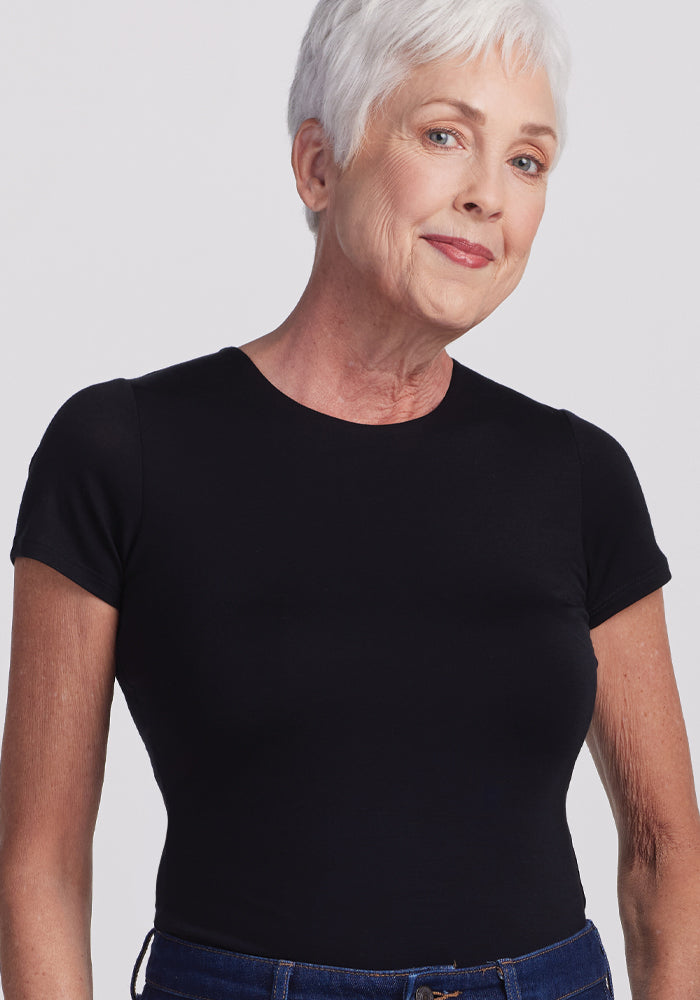 Gracie Women's Black Bodysuit - Seamless Stretch Comfort for Everyday Wear, Yoga, and Layering