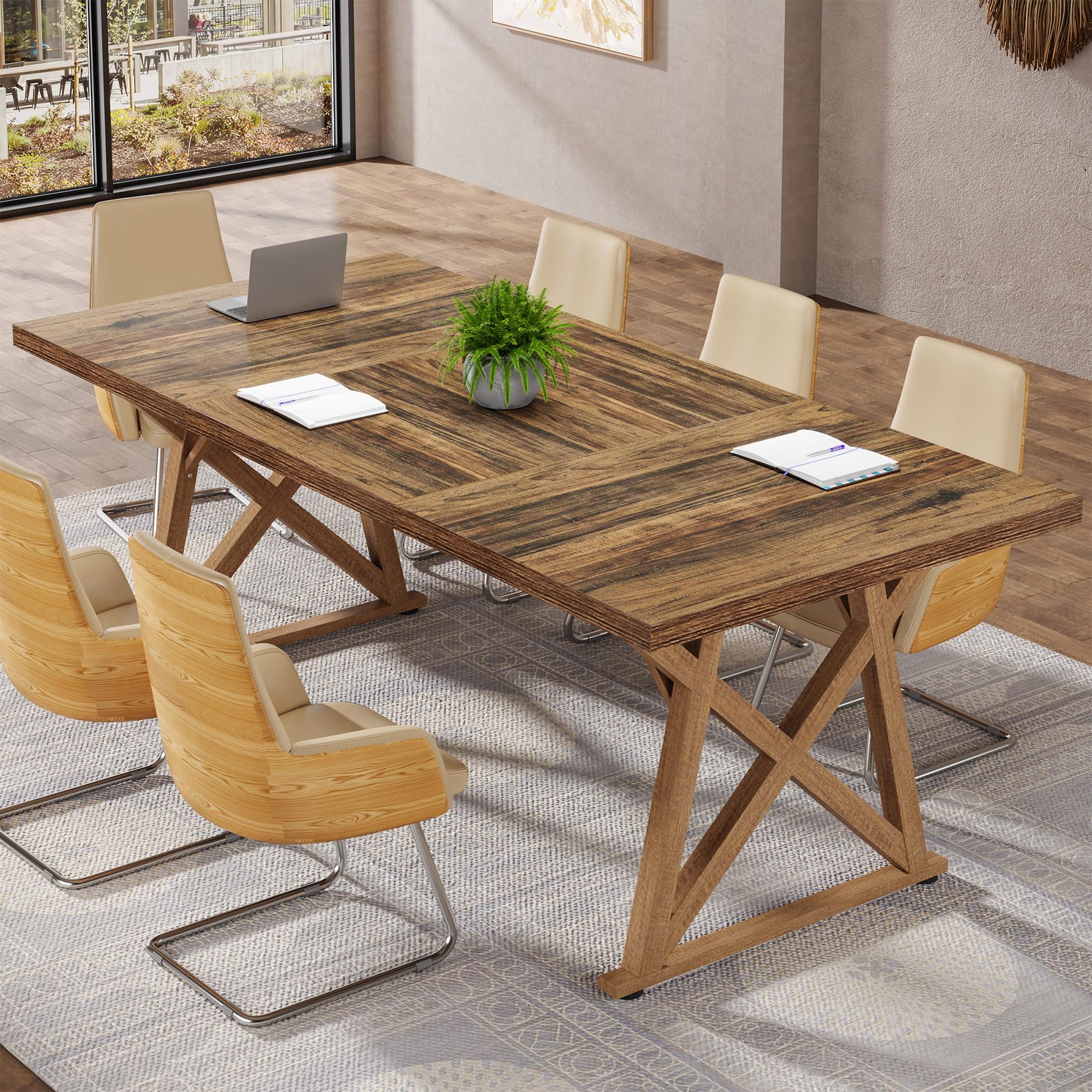 Tribesigns 71 Inch Modern Wooden Conference Table - 6ft Large Boardroom Table for 8 People - Durable Meeting & Seminar Table for Office, Home Office, and Business Meetings