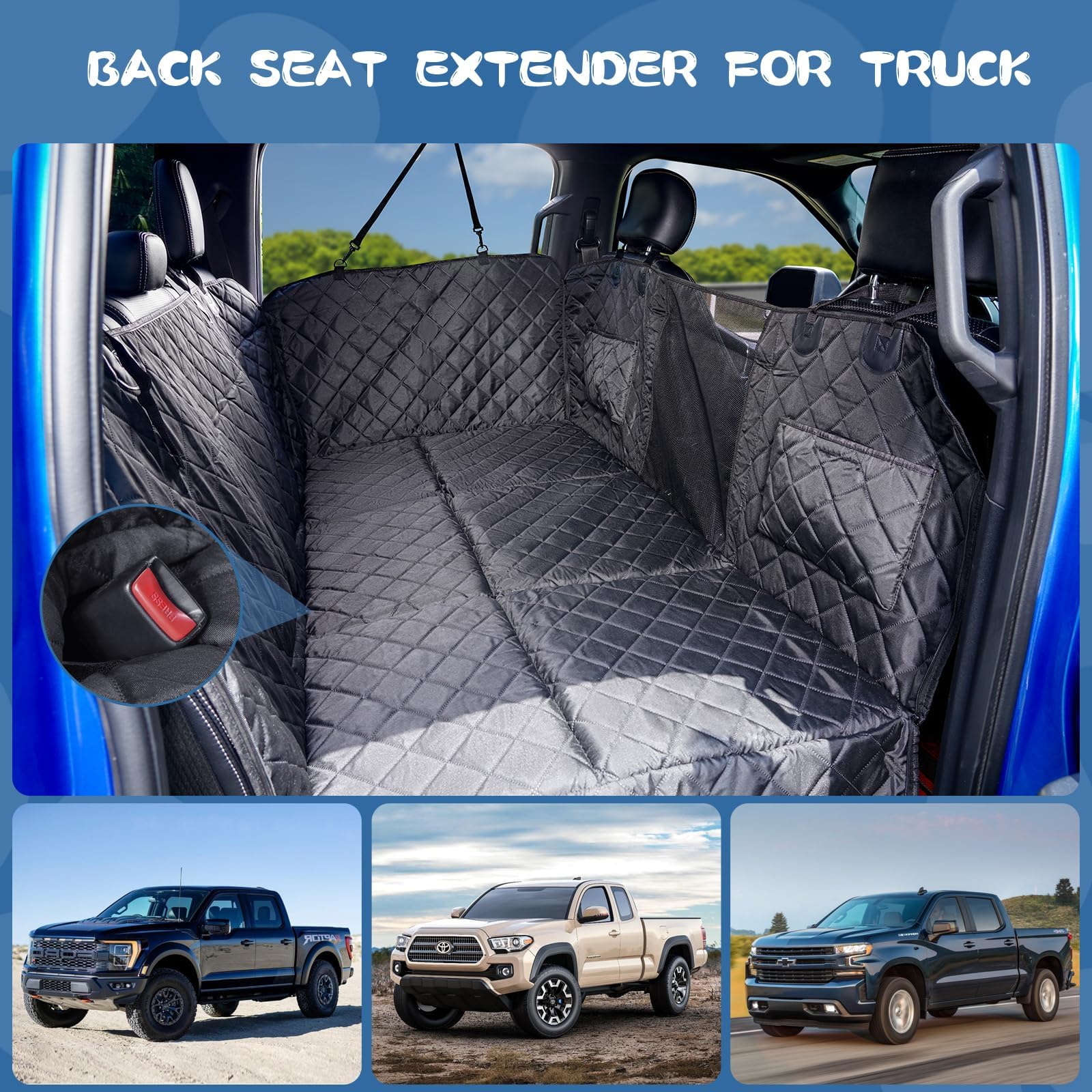 Waterproof Dog Seat Cover for Trucks - Heavy Duty 400lbs Capacity, Foldable & Sturdy Pet Car Seat Protector for F150, RAM1500, Silverado - Perfect for Road Trips & Outdoor Adventures