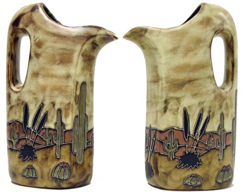 Mara Ceramic Stoneware 32 Oz Pitcher with Desert Scene Design - Perfect for Iced Tea, Lemonade & Water Serving at Parties, BBQs & Home Decor