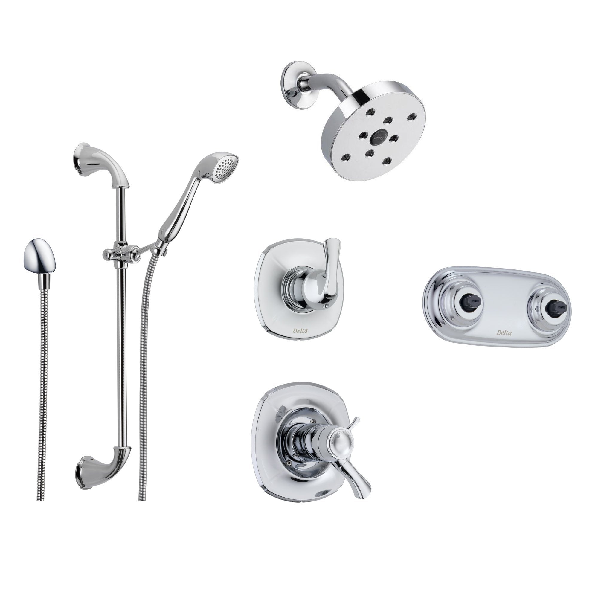 Delta Addison Chrome Thermostatic Shower System - 6-Function Diverter, Round Rainfall Showerhead & Handheld Spray with Dual Body Jets SS17T9295 | Perfect for Modern Bathroom Renovations & Spa-Like Shower Experience