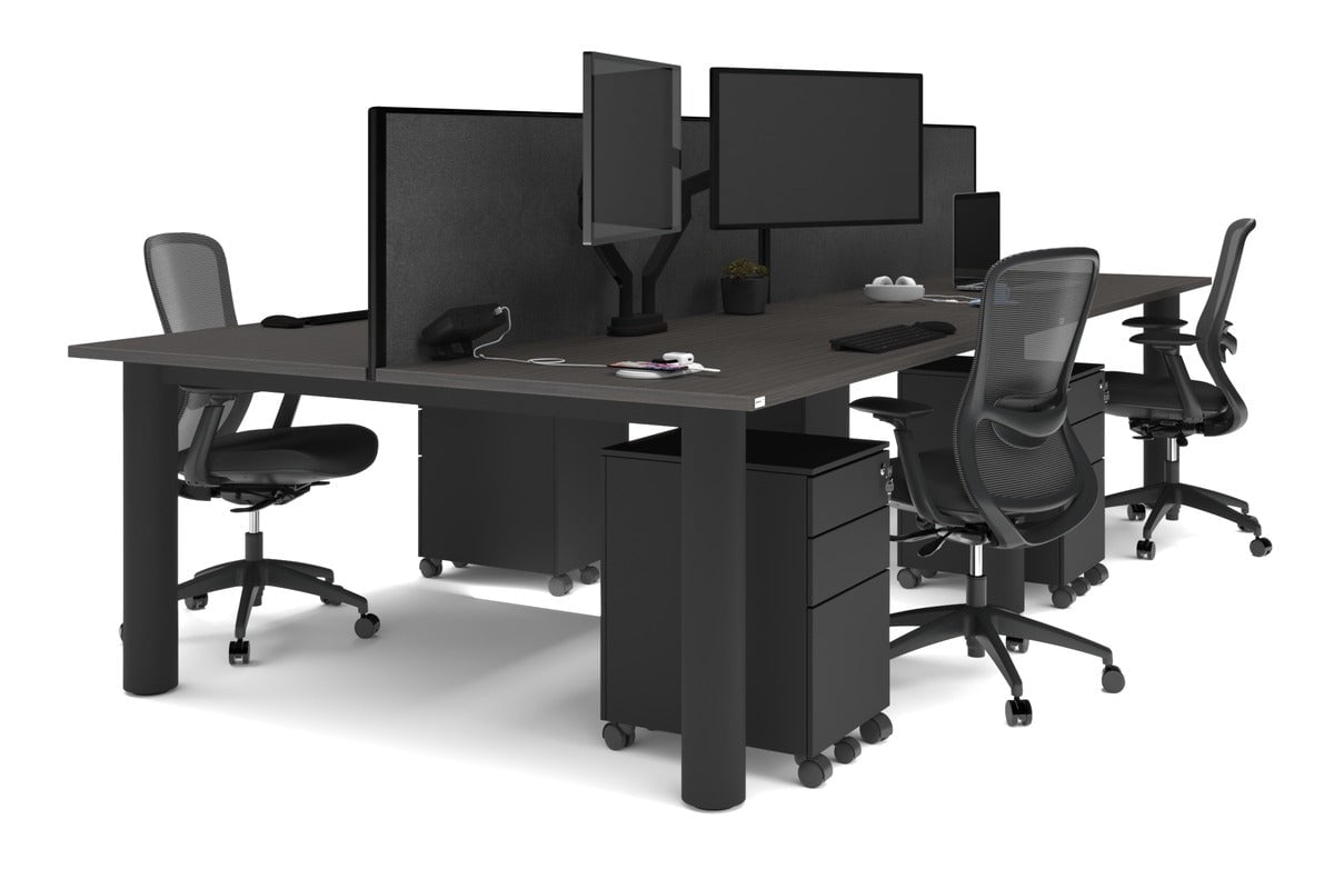 Quadro Cylinder Leg 4-Person Office Workstation Desk - 1800L x 800W with Cable Management - Perfect for Collaborative Workspaces & Open Office Environments