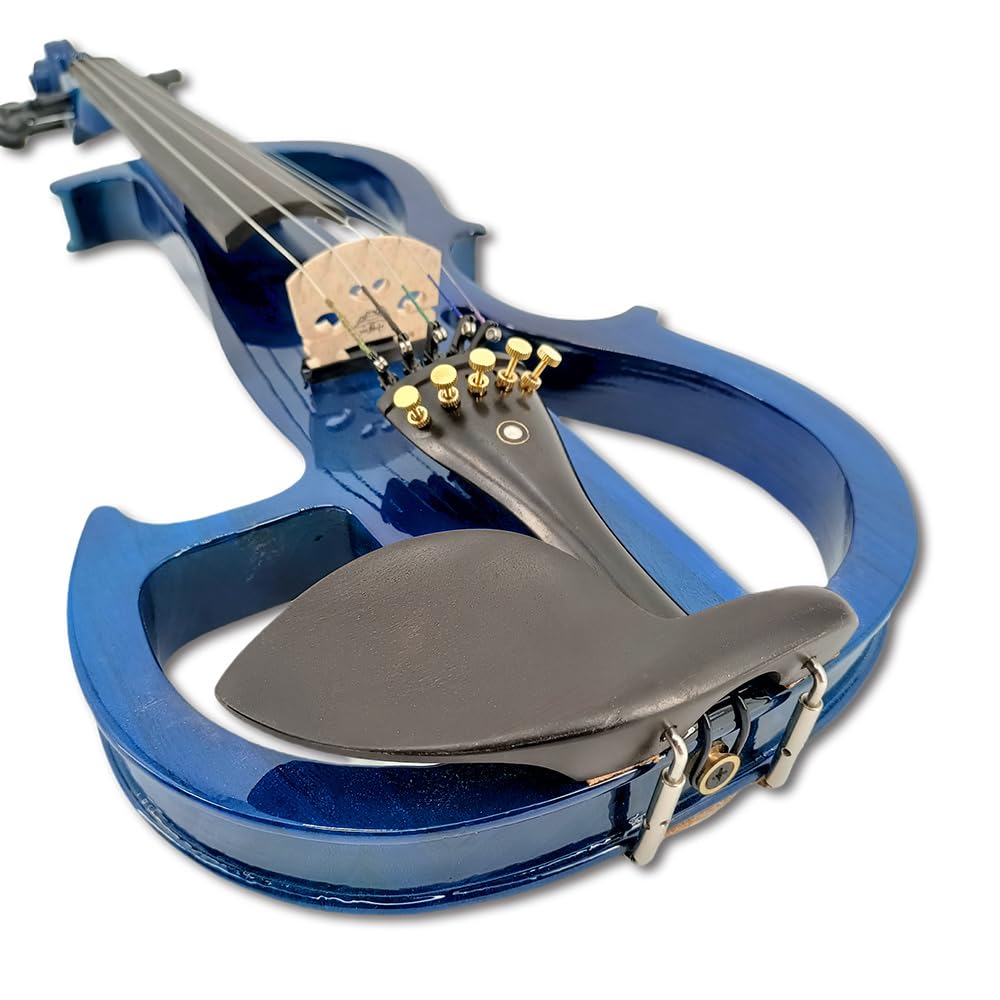 5 Strings Electric Viola 16 Inch Full Size - Solid Wood Ebony Fretboard with Viola Case & Bow (Blue) | Professional Electric Violin for Live Performances, Studio Recording & Music Practice