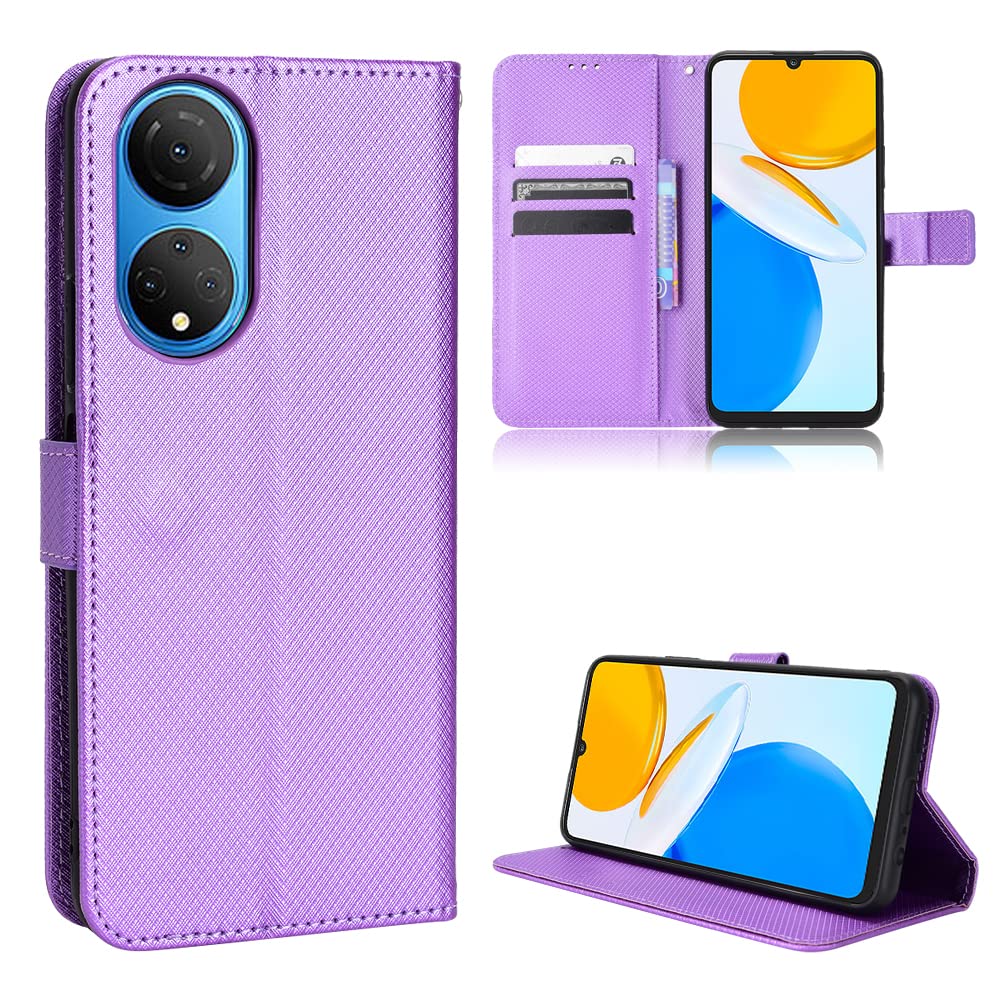 Honor X7 CMA-LX2 PU Leather Flip Case Cover - Purple | Premium Protective Phone Case with Card Slots for Honor X7 | Perfect for Work, Travel & Daily Use