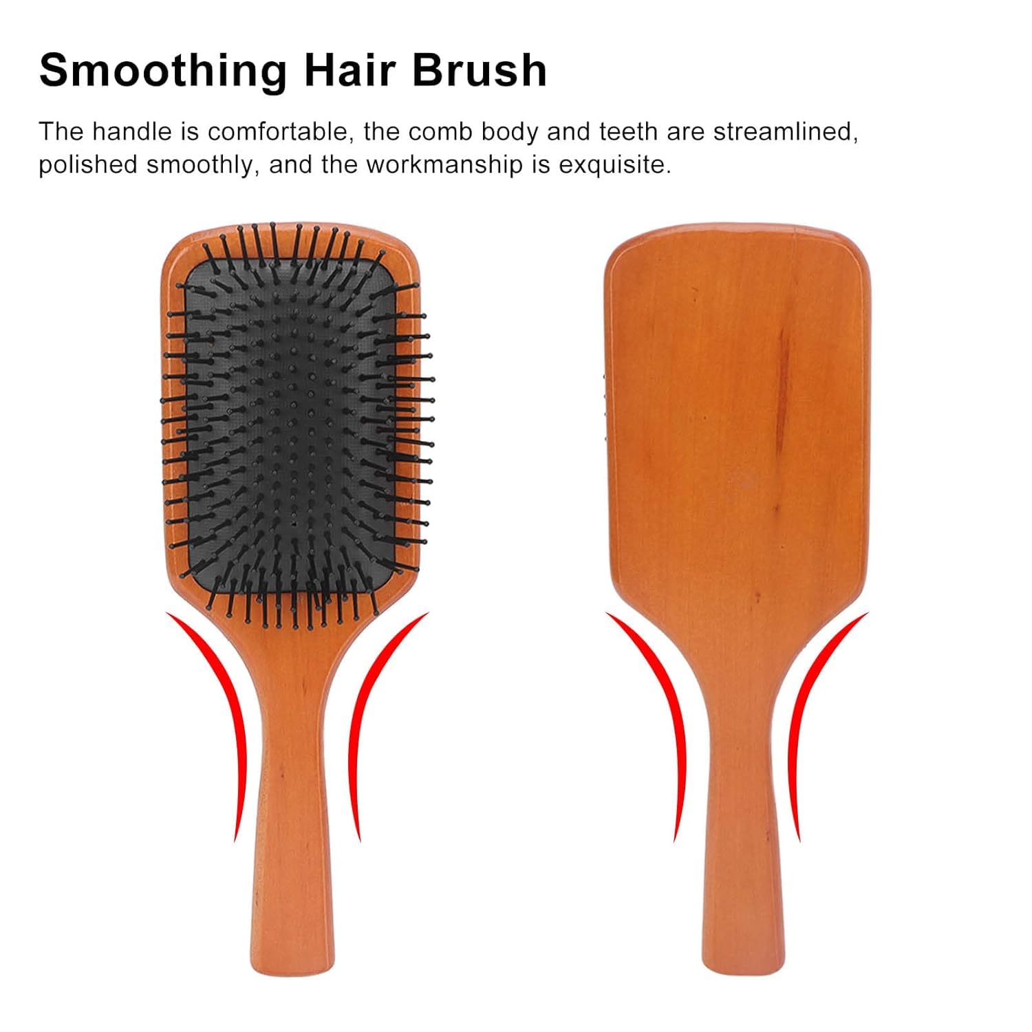 Ghelonadi Wooden Paddle Hair Brush for Women - Detangling Wet & Dry Hair, Scalp Massage with Cushion Airbag - Ideal for Thick, Thin & Curly Hair - Perfect for Blow Drying & Daily Hair Care (1pc)