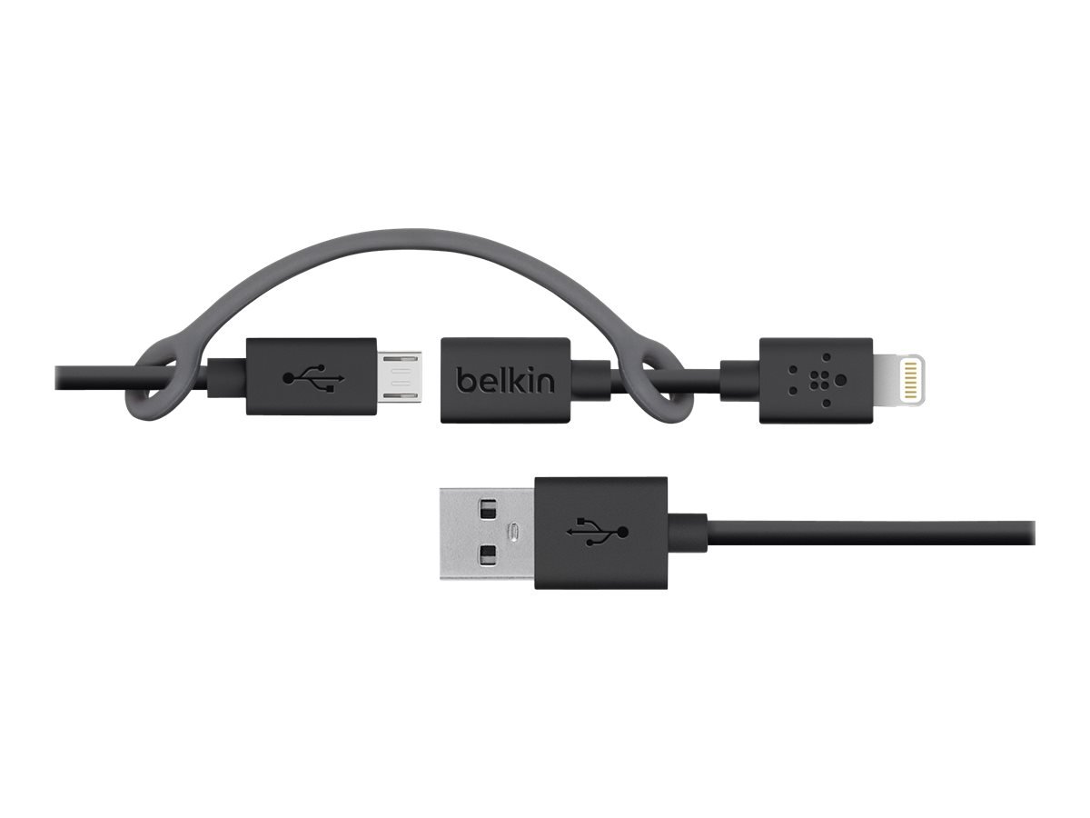 Belkin 3-Feet Micro-USB to Lightning Adapter Cable - Fast Charging & Data Sync for iPhone, iPad - Durable Nylon Braided (Black) - Perfect for Travel, Home & Office Use