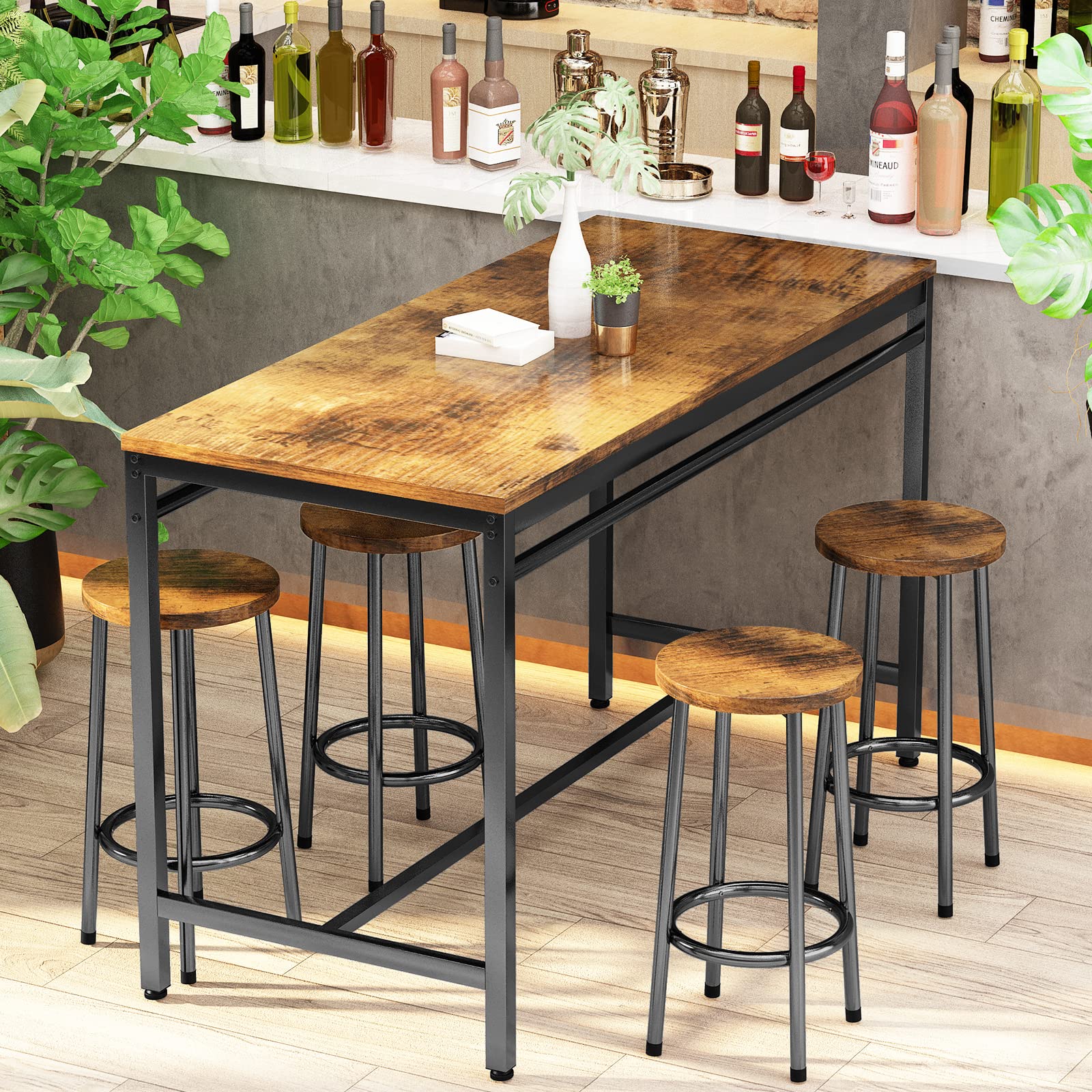 Recaceik 5-Piece Counter Height Dining Table Set for 4 with Bar Stools - Modern Kitchen & Breakfast Table for Small Spaces, Apartments, Condos - Perfect for Entertaining, Family Meals & Compact Living Areas