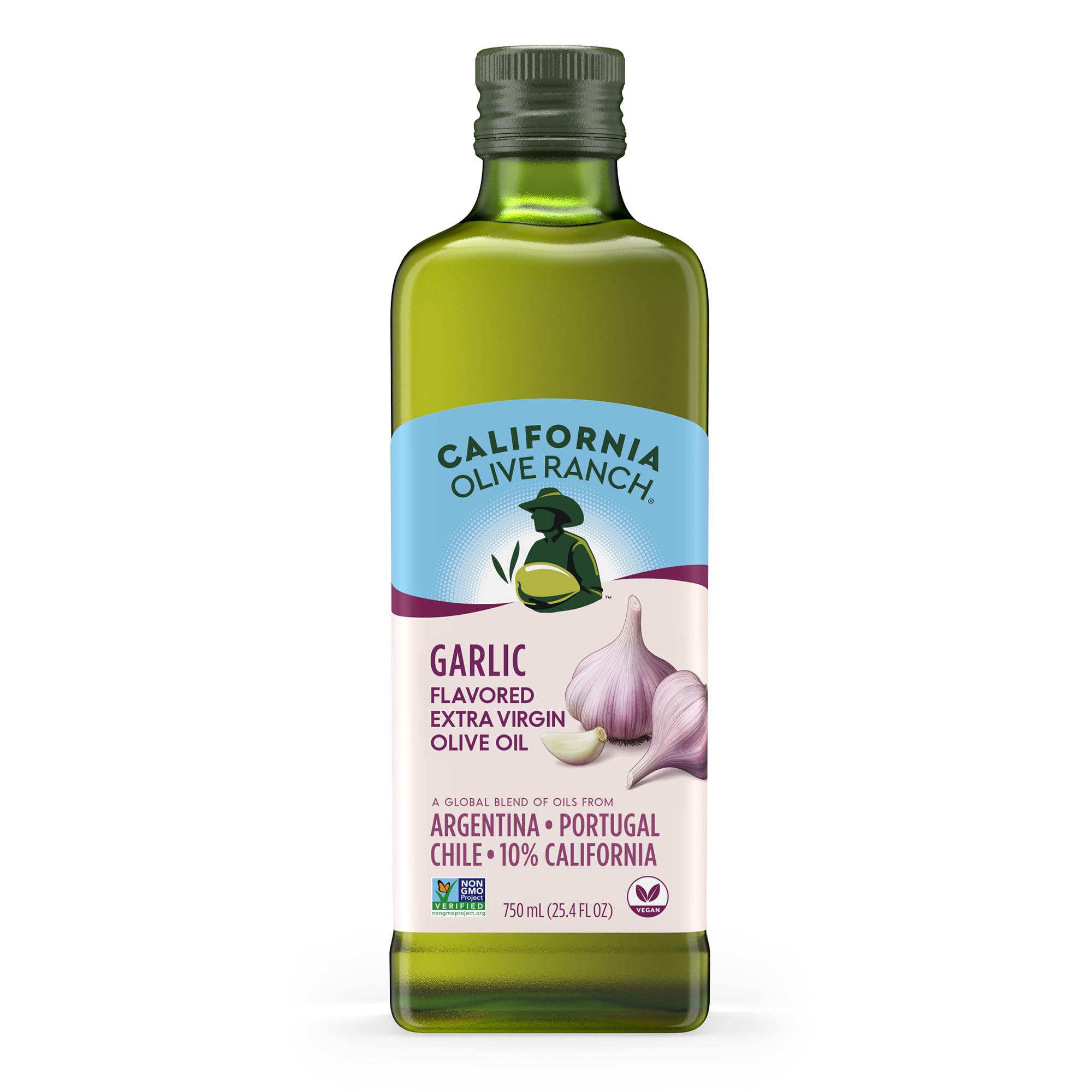 California Olive Ranch Garlic Infused Extra Virgin Olive Oil - 750mL (Pack of 6) | Premium Cooking Oil for Salads, Pasta & Mediterranean Dishes | Healthy Gourmet Ingredient