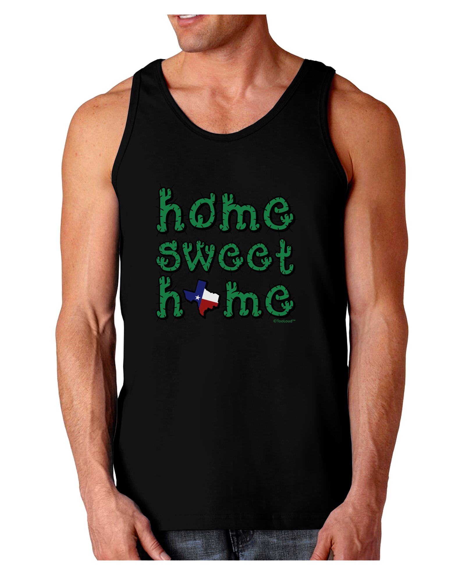TOOLOUD Texas Cactus & State Flag Dark Loose Tank Top for Women - Comfortable Casual Summer T-Shirt for Outdoors, Music Festivals & Travel