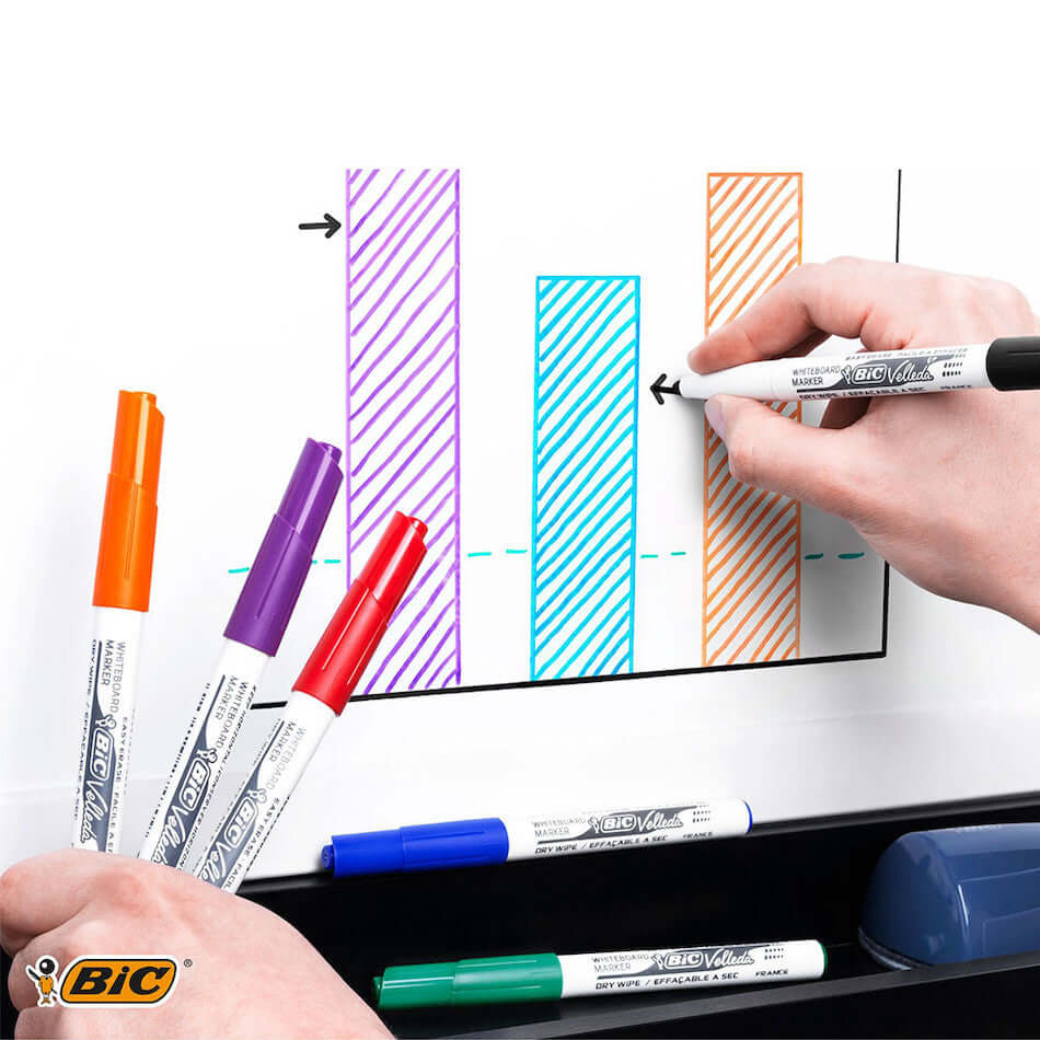 BIC Velleda 1741 Dry Erase Whiteboard Markers - Pack of 12, Low-Odor, Non-Toxic, for Classroom, Office & Home Use - Perfect for Teachers, Students & Professionals