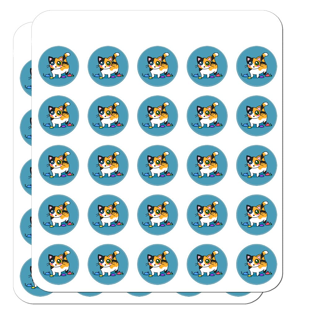 Calico Kitten Planner Stickers - Cute Cat Themed Scrapbooking & Crafting Decals for Journals, Calendars, DIY Projects - Perfect for Bullet Journals, Planners, and Gift Wrapping