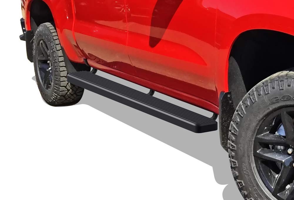 APS 6-Inch Black Running Boards for Chevy Silverado 1500 2019-2025 & Sierra 1500 2019-2025 | Extended Cab & HD 2500/3500 2020-2025 | Heavy Duty Side Steps for Off-Road & Daily Driving