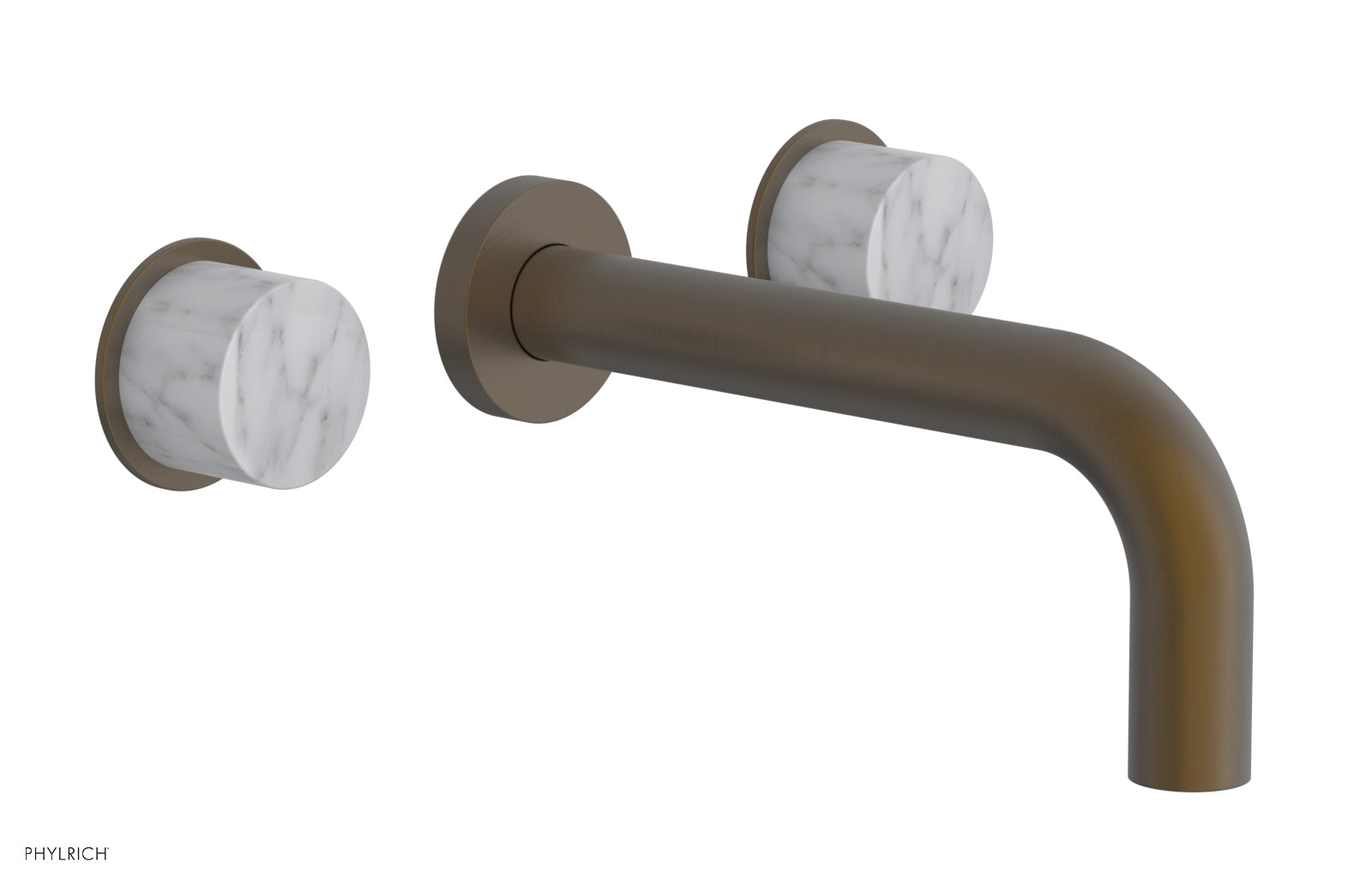 BASIC II Wall Tub Faucet Set with White Marble Handles - 230 58 - Modern Bathroom Sink Faucet for Bathroom Vanity, Powder Room & Guest Bath Installation