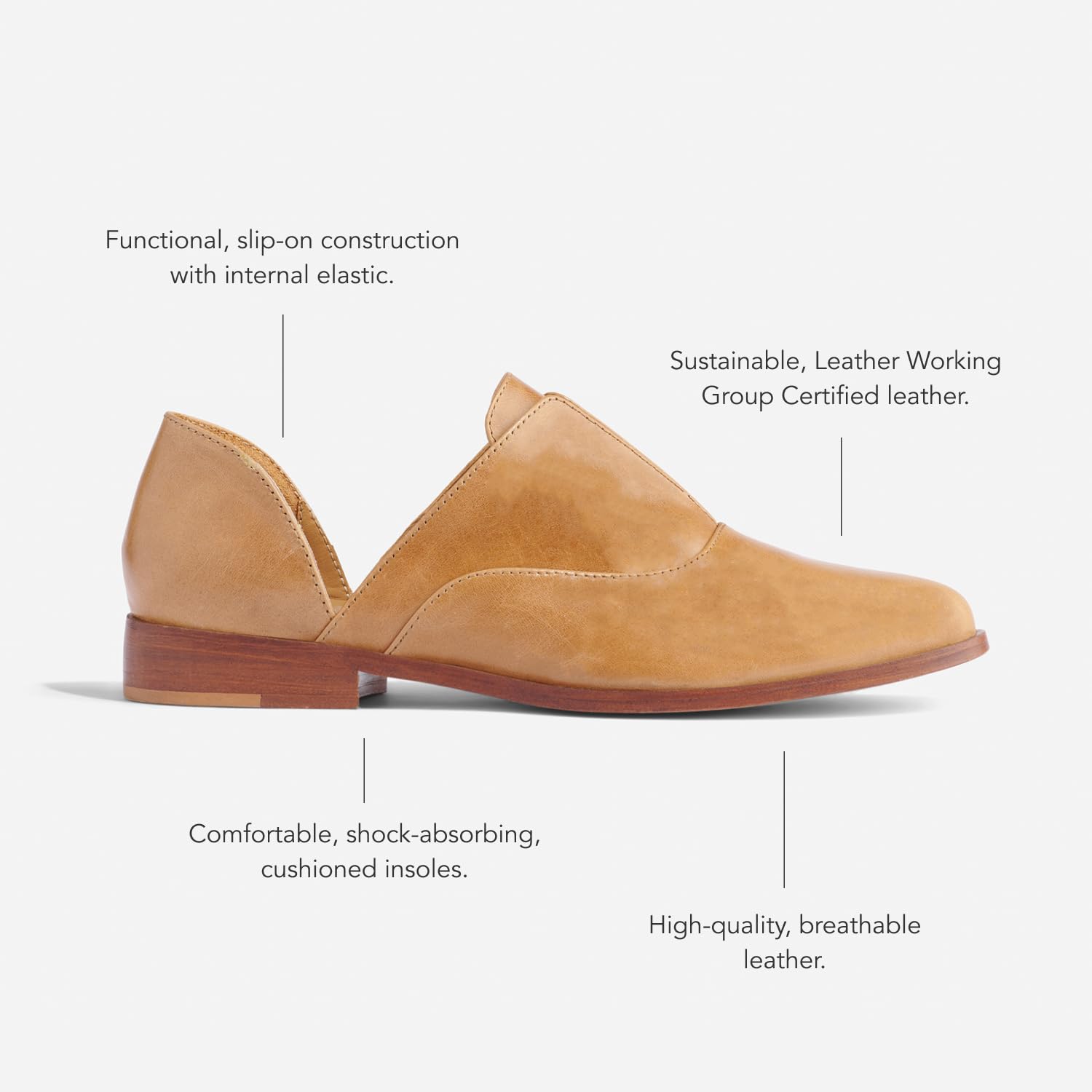 Nisolo Women's D'Orsay Pointed Toe Leather Flats | Professional & Elegant Work Shoes for Women | Comfortable Dressy Casual Shoes for Office, Business Meetings & Special Occasions