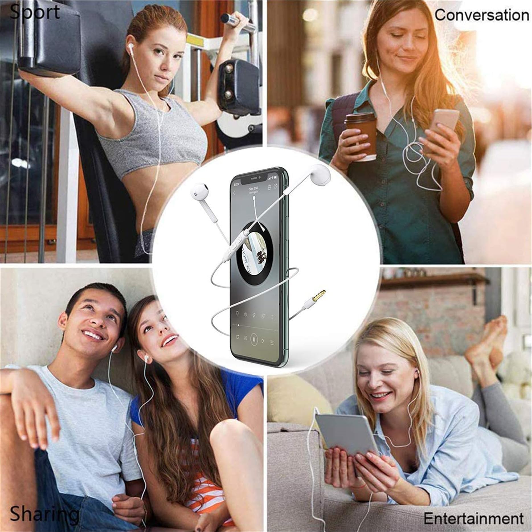 2 Pack MFi Certified Wired Earbuds for iPhone with Mic & Volume Control - 3.5mm Headphones Compatible with iPhone, iPad, iPod, Computer, Android & Most Audio Devices - Perfect for Workouts, Commuting & Gaming