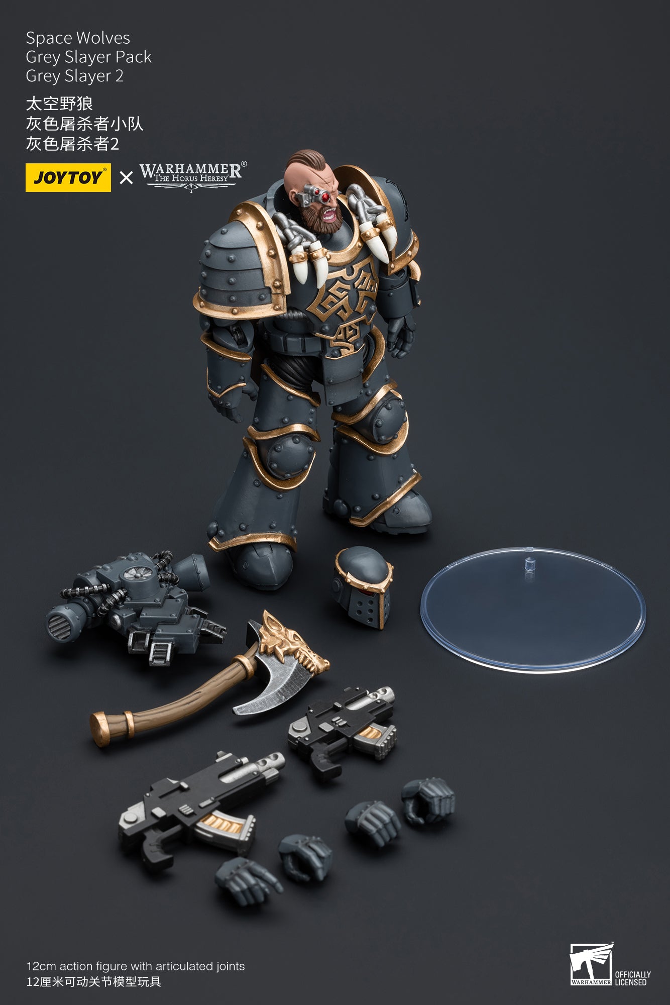 JOYTOY 1/18 Scale Warhammer The Horus Heresy Space Wolves Grey Slayer Action Figure Pack - Collectible Model for Display, Gaming & Warhammer 40K Battle Scenes