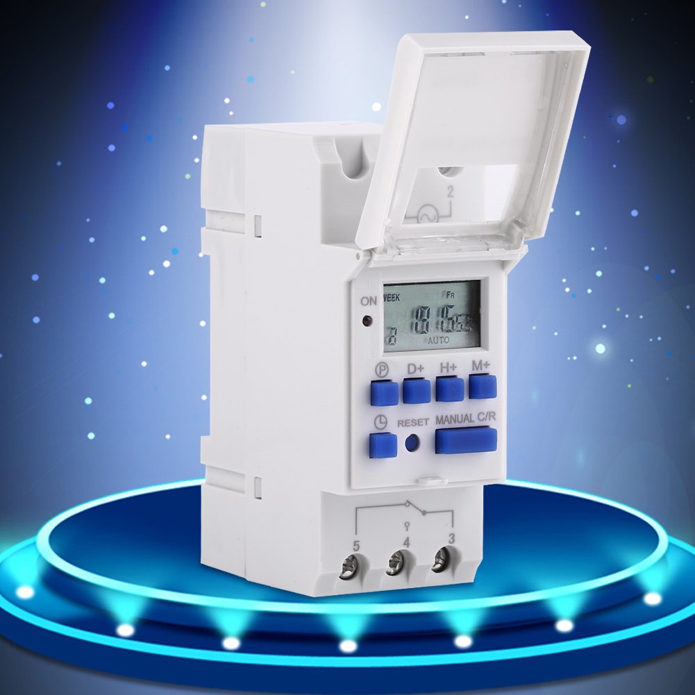 1Pc Digital Programmable Timer with LCD Display - Weekly Programmable Electronic Relay Switch, 16 ON/OFF Settings, 3000W 15A (110V) - Perfect for Home Automation, Aquariums, Grow Lights, and Electrical Appliances