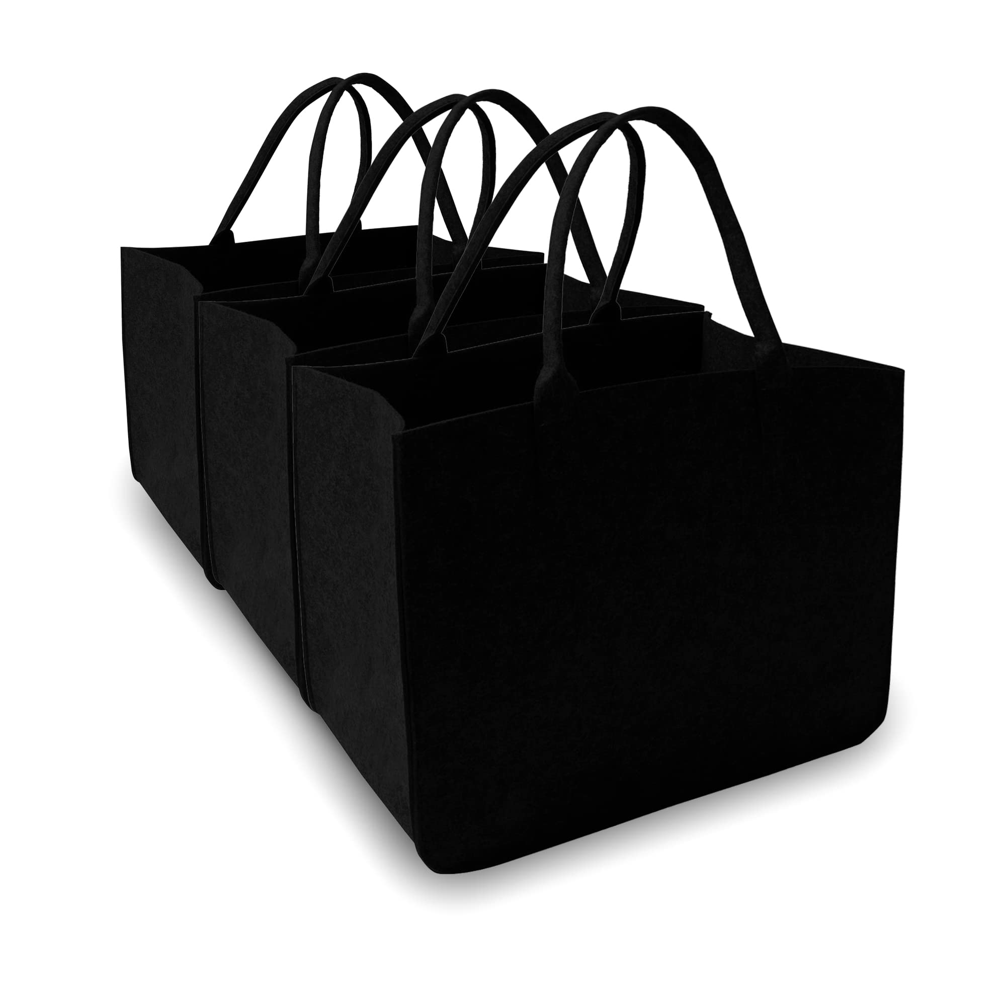 Durable Felt Beach Tote Bag for Women - Large 16x12x10 Inch Grocery Shopping Bag, Reusable Eco-Friendly Carryall (Black) - Perfect for Beach Trips, Picnics & Farmers Market