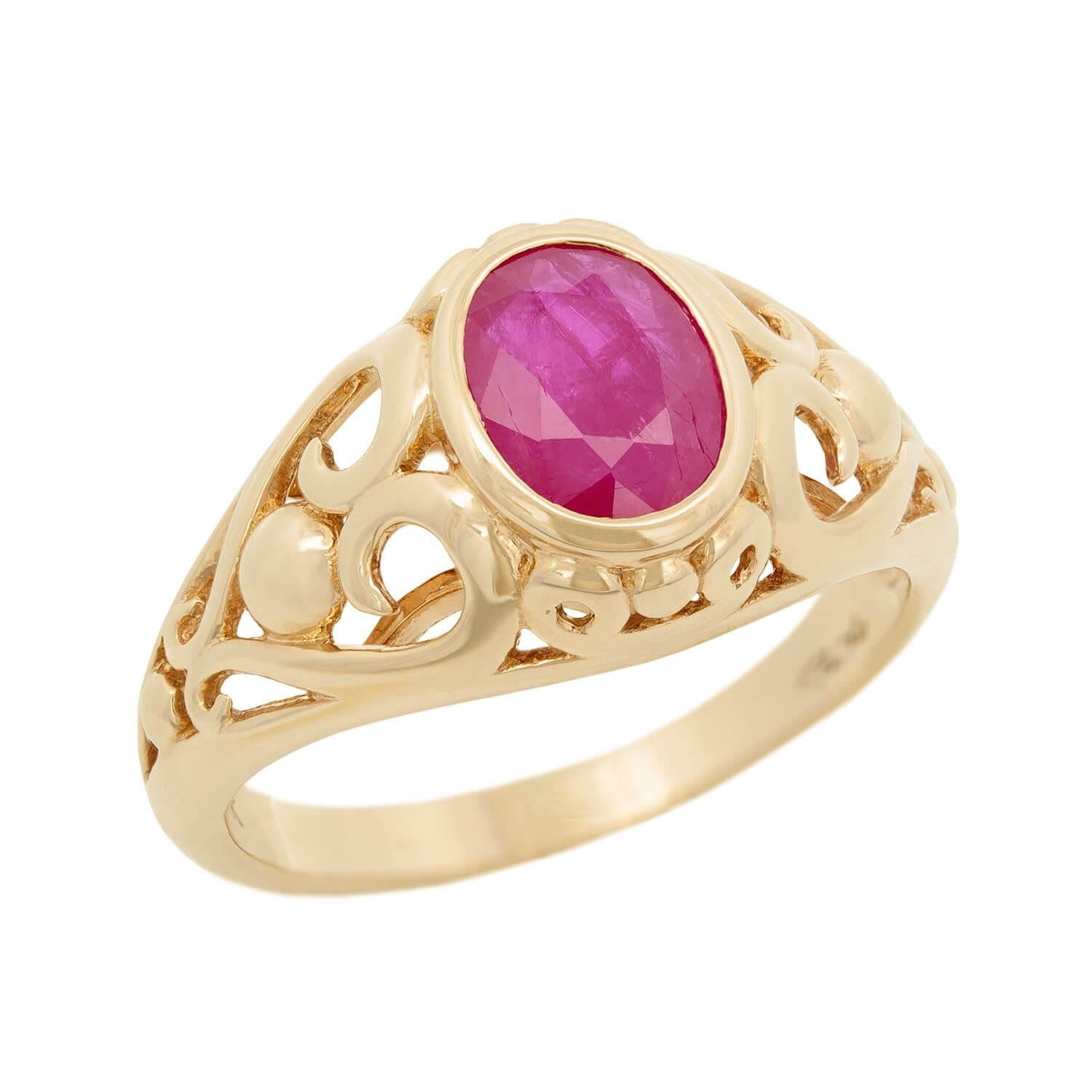14K Gold Art Nouveau Style Ruby Ring for Women – Vintage Inspired Elegant Jewelry Gift for Bridesmaid, Anniversary, or Special Occasions
