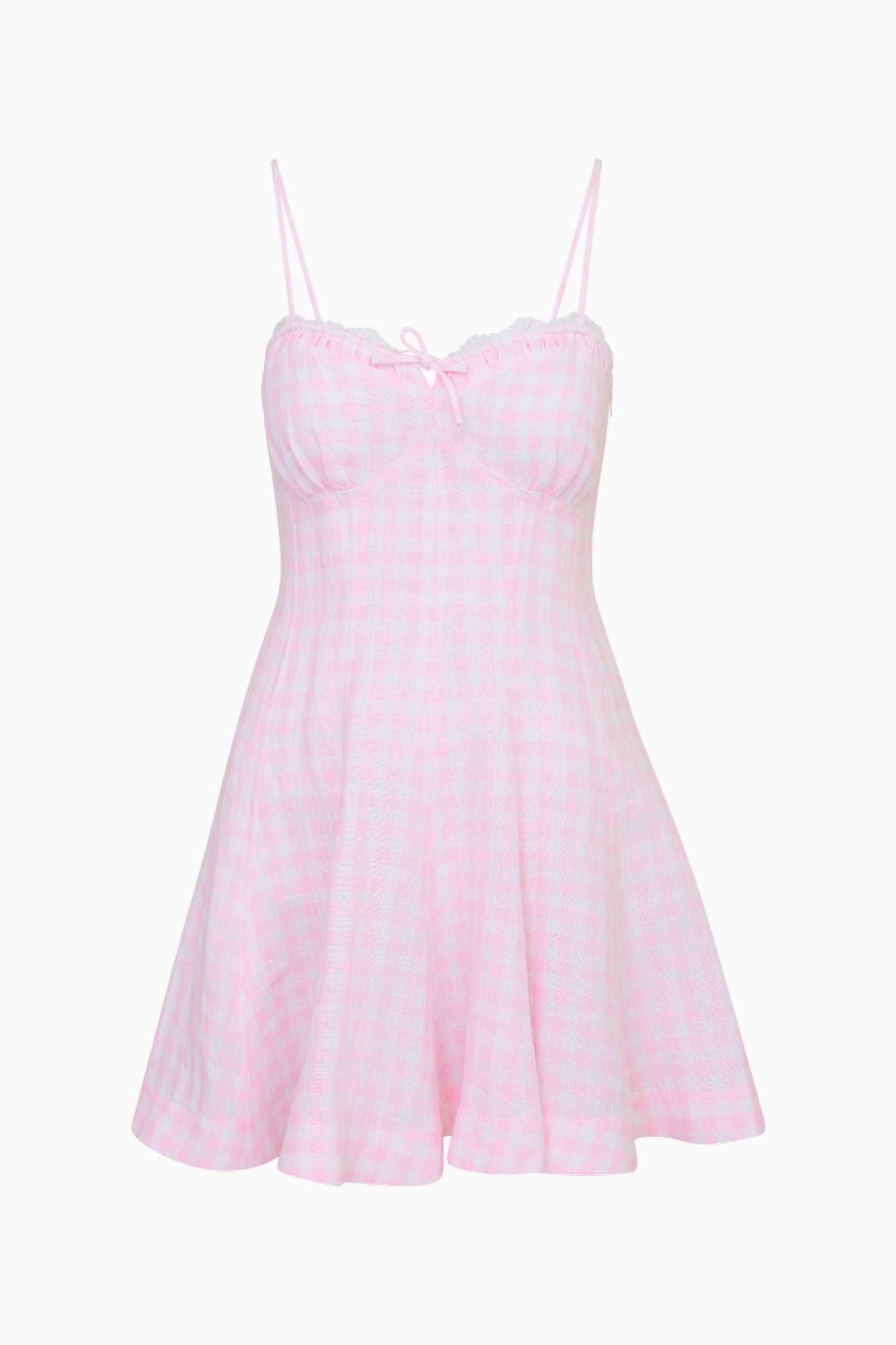Shai Linen Gingham Mini Dress - Women's Summer Short Sleeve A-Line Dress for Beach, Vacation & Casual Wear