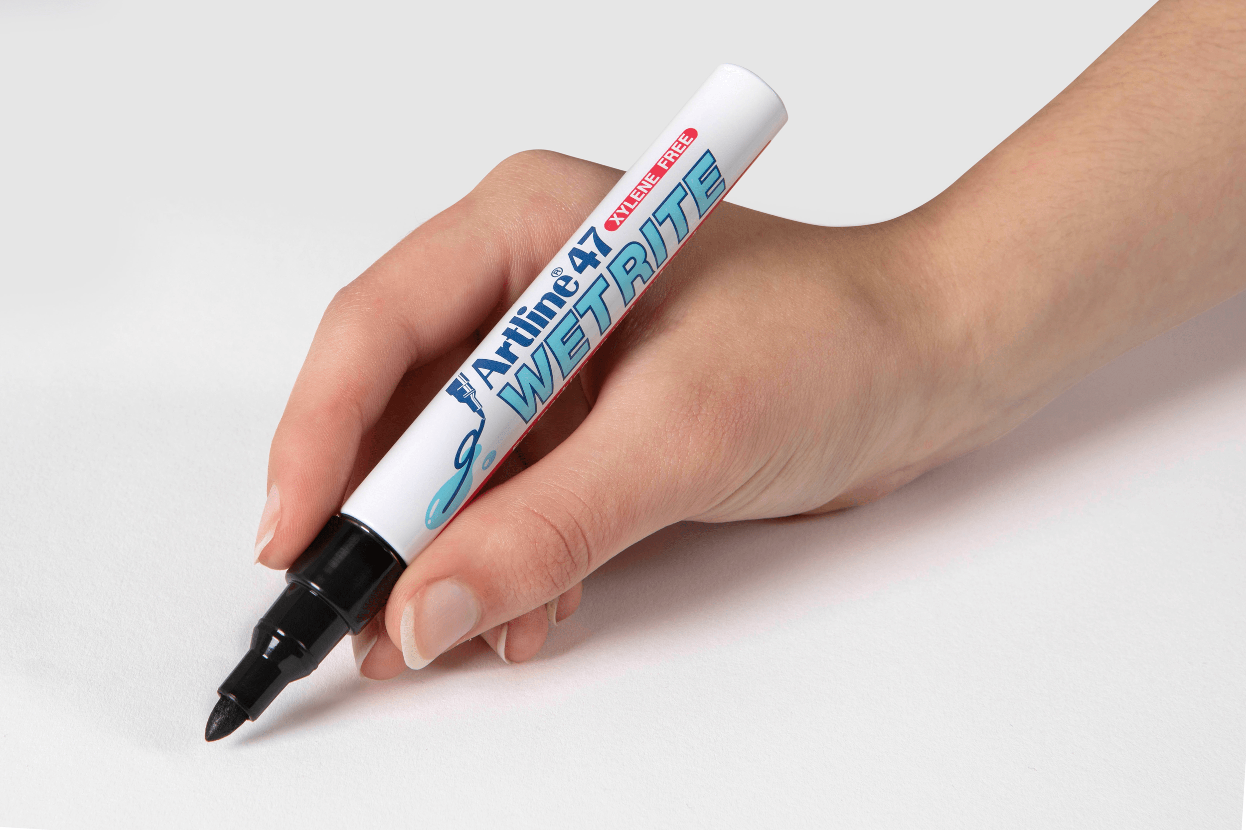Artline 47 Wetrite Permanent Marker Bullet Tip Black - Pack of 12 - Waterproof & Fade-Resistant Markers for Office, School & Home Use