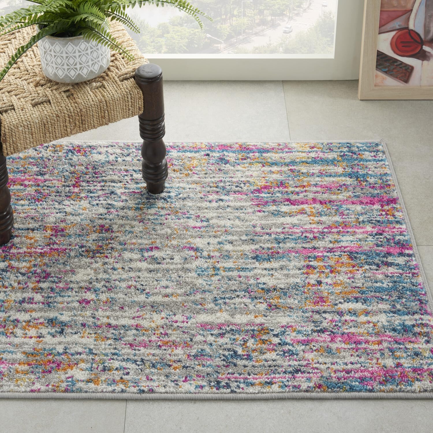 Nourison Passion Abstract Ivory/Multi 2x3 Area Rug - Easy Cleaning, Non-Shedding, Soft & Durable - Perfect for Bedroom, Living Room, Dining Room & Kitchen Decor