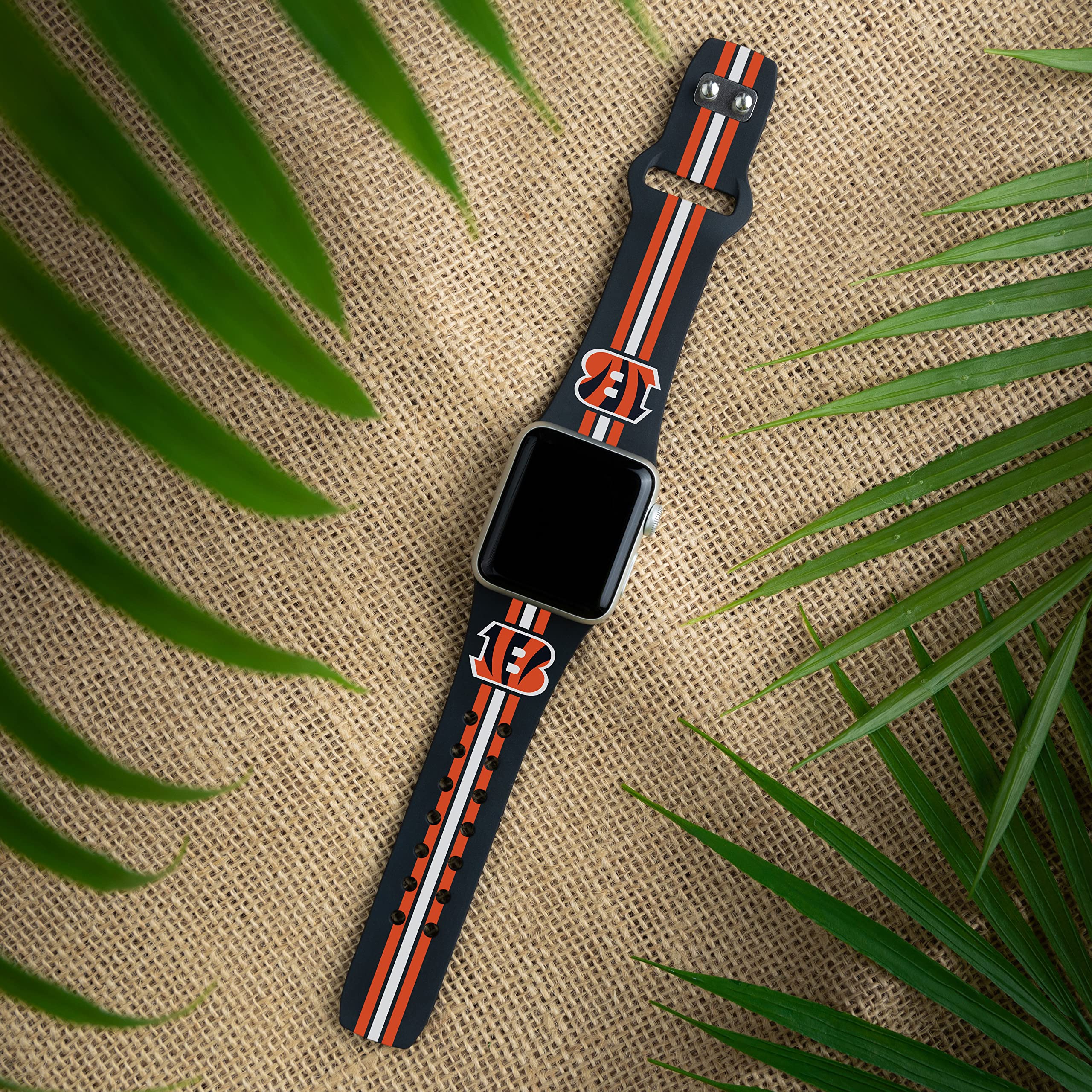 Game Time Cincinnati Bengals HD Watch Band Compatible with Apple Watch - Stylish Sports Accessory for NFL Fans & Fitness Tracking