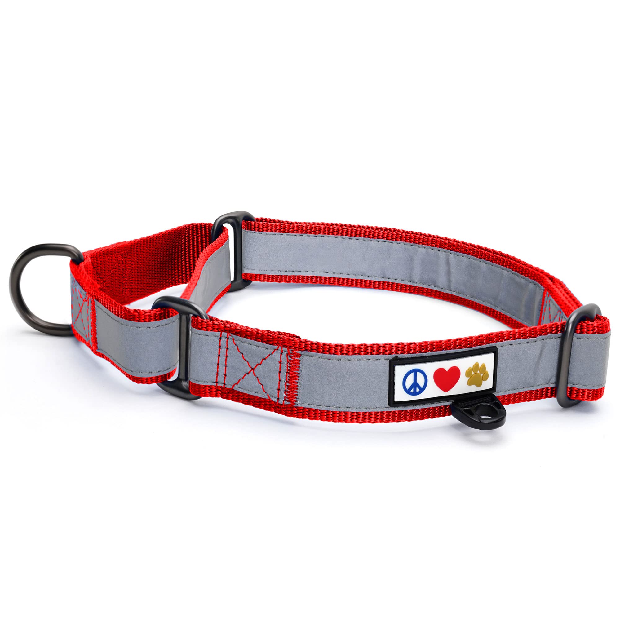 Pawtitas Martingale Dog Collar - Reflective Training Collar for Large Dogs & Puppies (Red) - Perfect for Night Walks & Behavioral Training