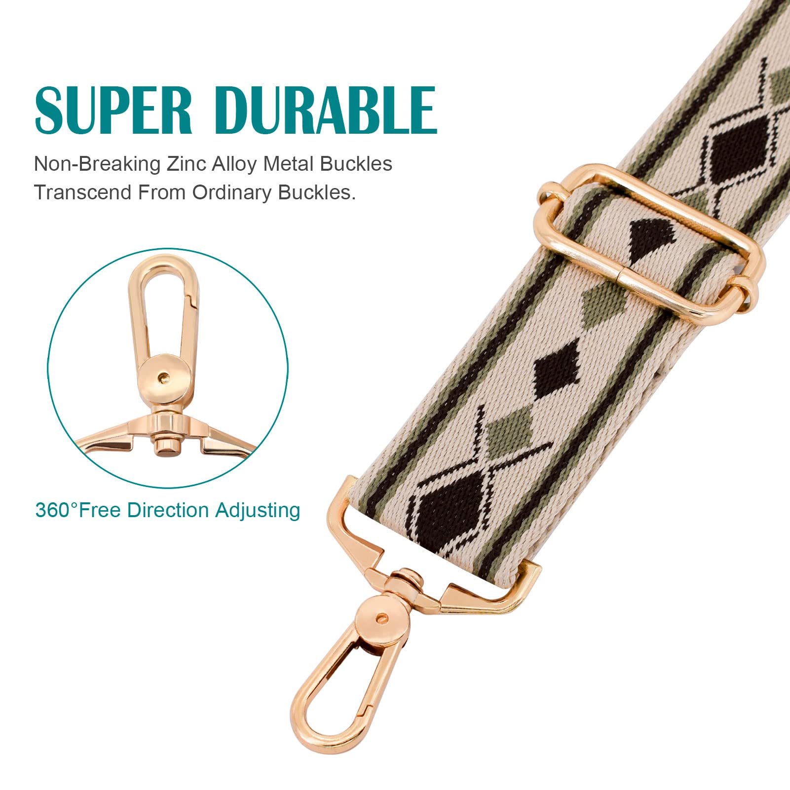 Metal Swivel Hook Replacement Shoulder Strap - Adjustable Crossbody Bag Strap for Purses, Luggage & Guitars | Durable Fashion Accessory for Women, Travel & Music Performances