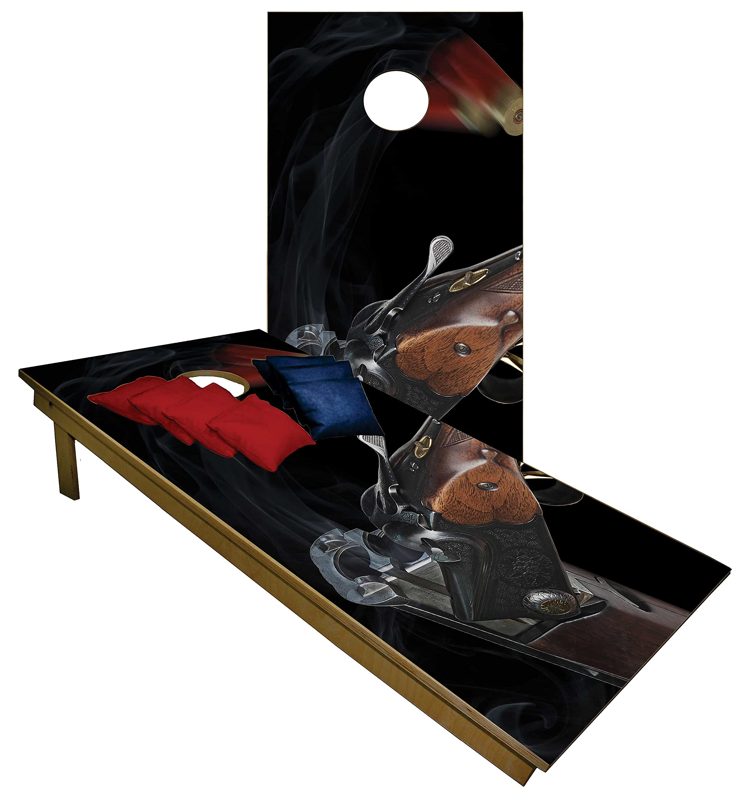 Premium Cornhole Set - Vintage Rifle Tailgate Cornhole Boards with 8 Bags | Regulation Size Outdoor Lawn Game for Backyard, BBQ Parties & Tailgating Events