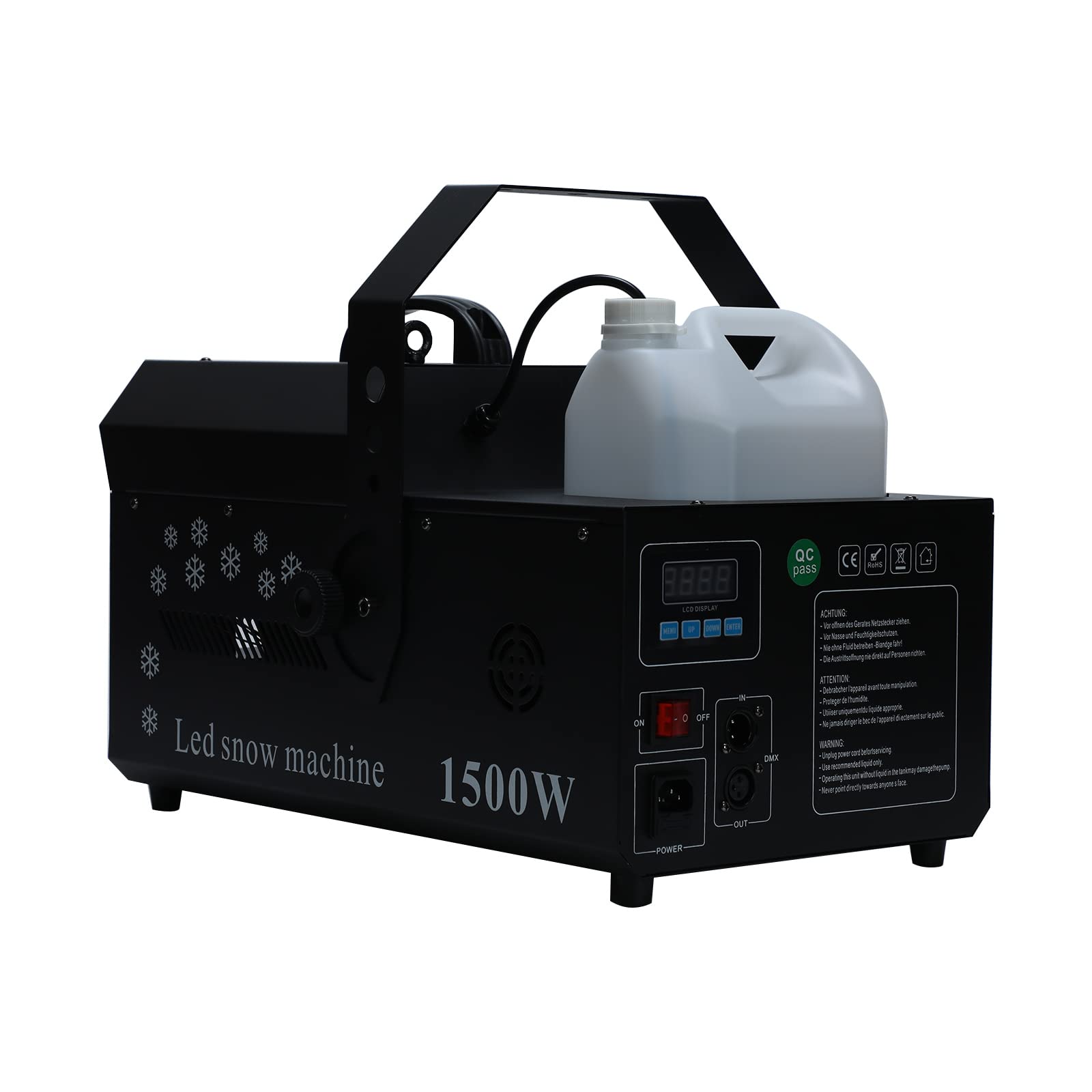 3 in 1 Wireless DMX Snow Machine with 1500W 12 RGB LED Lights - Indoor/Outdoor Fake Snow Maker with 5L Tank for Party, Wedding, Stage Effects & DJ Shows | Perfect for Winter Events, Christmas Decorations & Themed Performances