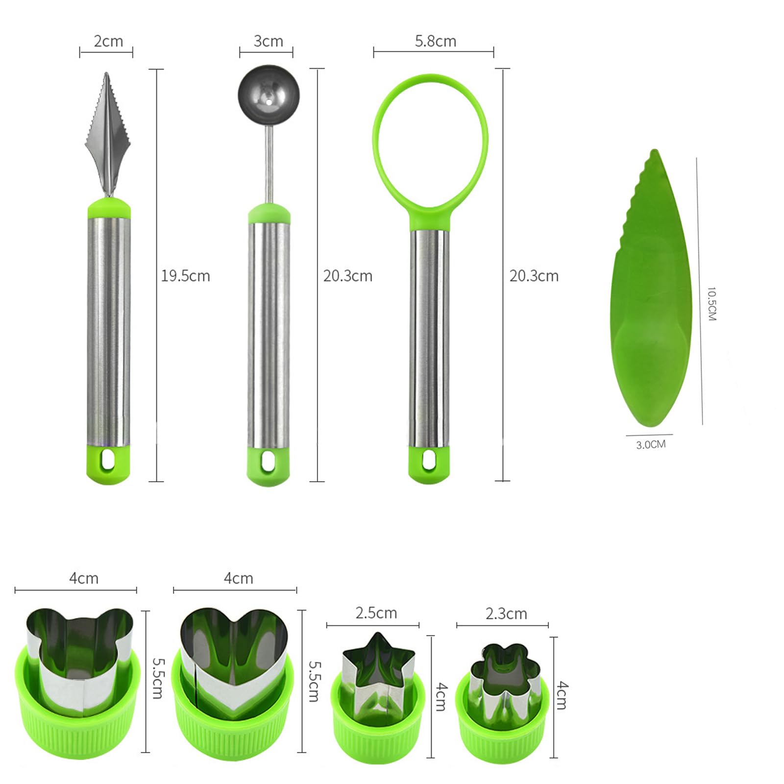 9-Piece Stainless Steel Fruit Tool Set - Apple Slicer, Avocado Cutter, Watermelon Slicer, Kiwi Scooper with Seed Remover - Kitchen Gadgets for Fruit Shaping, Salad Prep & Party Platters