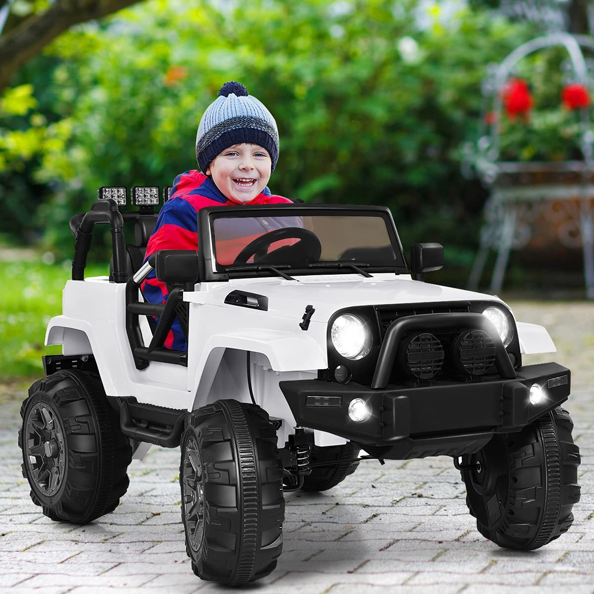 OLAKIDS 12V Battery Powered Kids Ride on Truck - Electric Toy Car with Parental Remote Control, Spring Suspension & LED Lights - Toddler Vehicle for Boys & Girls - Perfect for Birthday Gifts, Outdoor Play & Backyard Fun