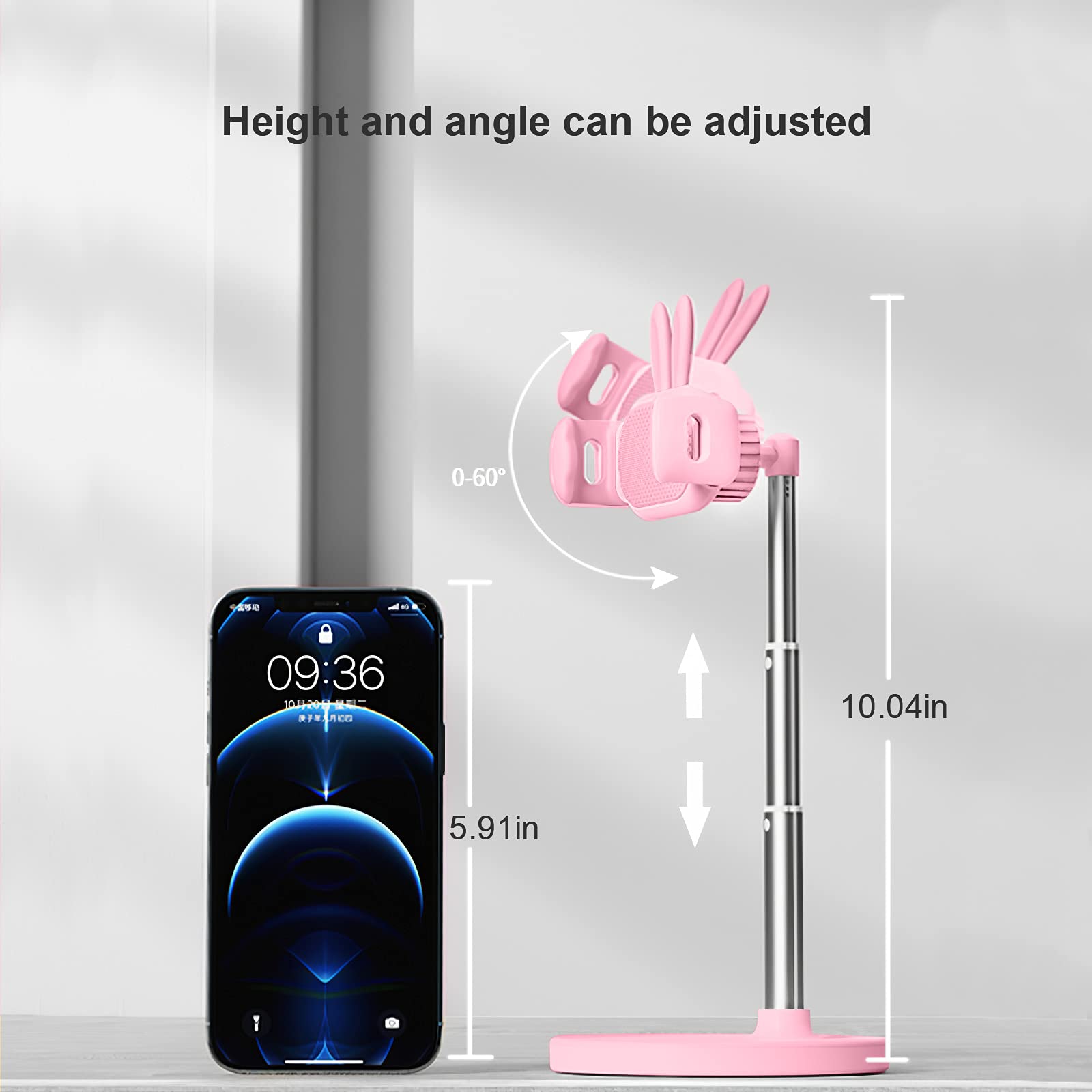 OATSBASF Adjustable Cute Chat Stand - Kawaii Phone Holder for Desk, Recording & Video Calls - Compatible with iPhone & All Smartphones (Pink) | Perfect for Home Office, TikTok Videos & Online Meetings