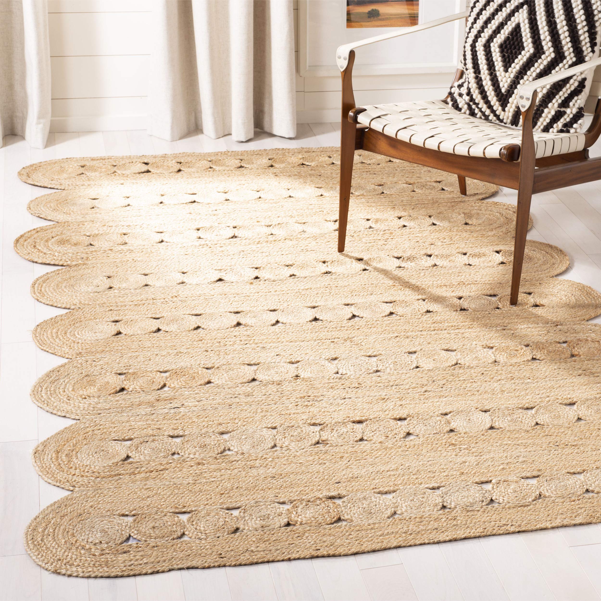 SAFAVIEH Natural Fiber Handmade Jute Area Rug - 8' x 10' Farmhouse Rustic Decor, Eco-Friendly Floor Covering for Living Room, Bedroom & High Traffic Areas | Perfect for Boho Chic, Coastal & Country Home Styles (NF365B)