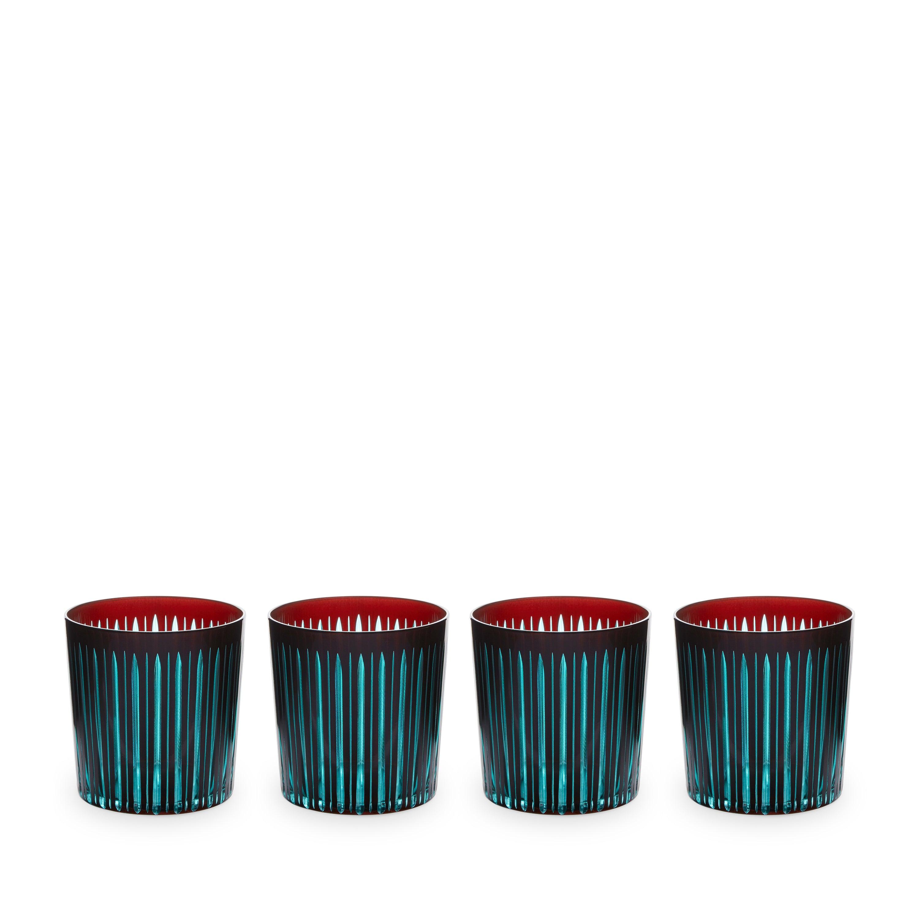 Premium Prism Double Old Fashioned Glasses - Set of 4 Bordeaux Crystal Whiskey Glasses for Bourbon, Scotch & Cocktails - Elegant Barware for Home Entertaining & Gifts