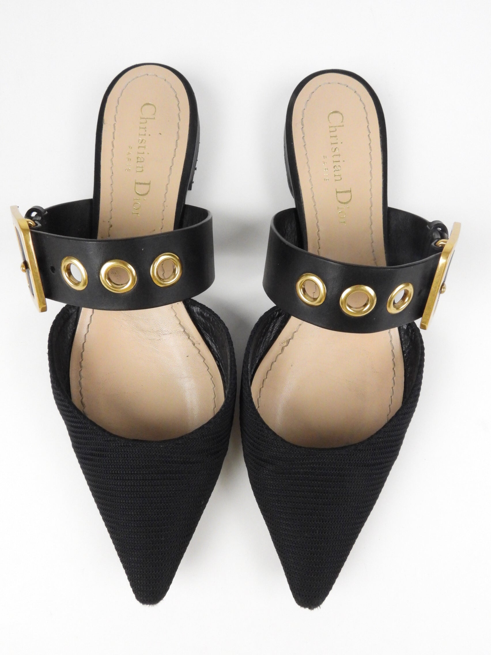 Dior D Dior Black Technical Fabric and Leather Flat Mules - Women's Luxury Slip-On Shoes Size 39 - Perfect for Casual Outings, Office Wear & Evening Events