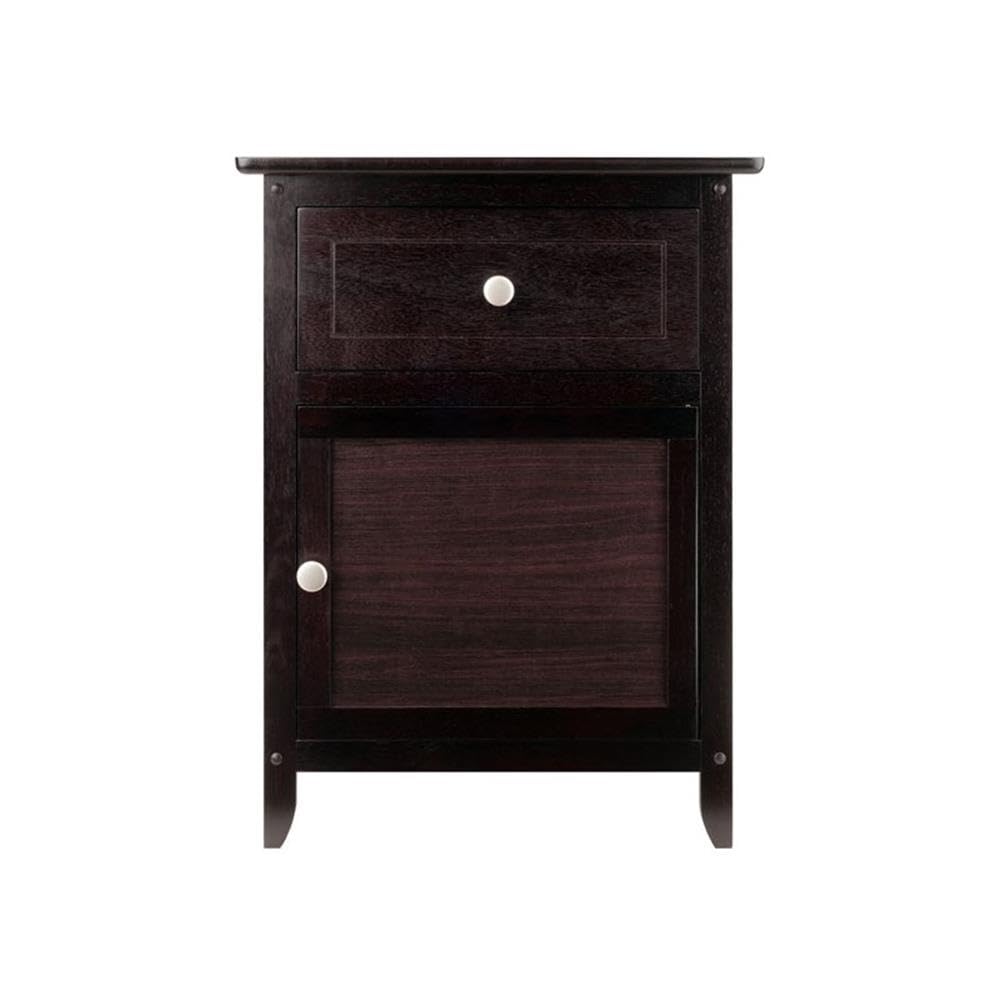 2-Piece Espresso Wood Nightstand Set with Cabinet & Drawer - Modern Bedside Tables for Bedroom, Living Room & Guest Room Storage