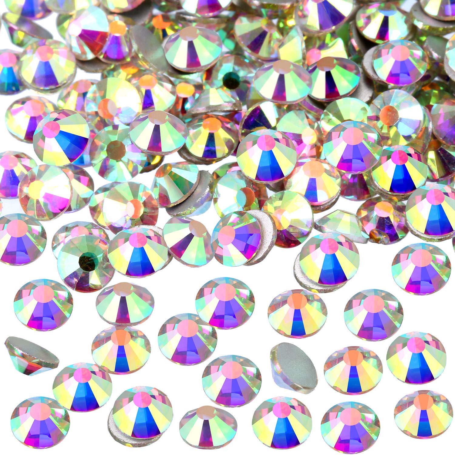 1440 Pack Crystal Flat Back Rhinestone Round Diamante Gems for DIY Crafts, Jewelry Making, Nail Art - Non-Self-Adhesive (Crystal AB, 5 MM) - Perfect for Costume Design, Scrapbooking & Home Decor