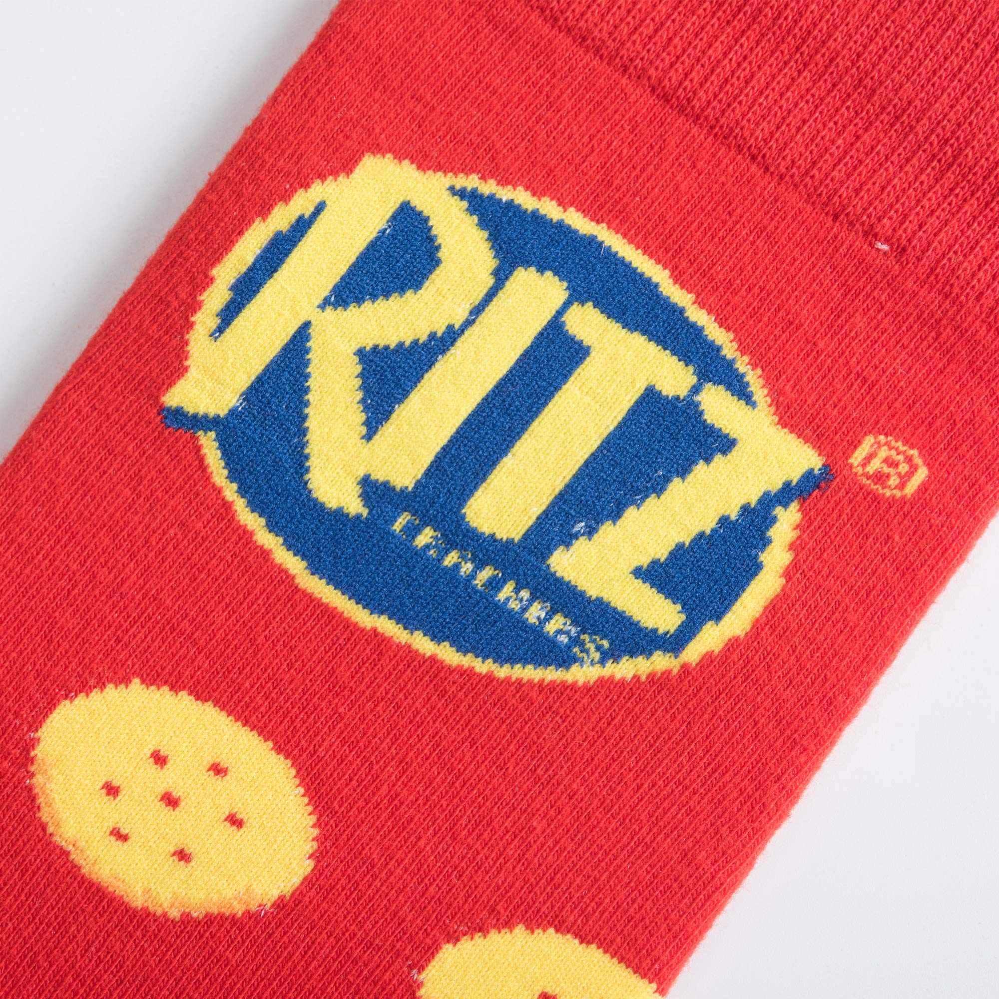 Fun Ritz Crackers Graphic Print Crew Socks for Men & Women - Novelty Food-Themed Comfortable Cotton Socks for Casual Wear, Gift Giving, and Themed Parties