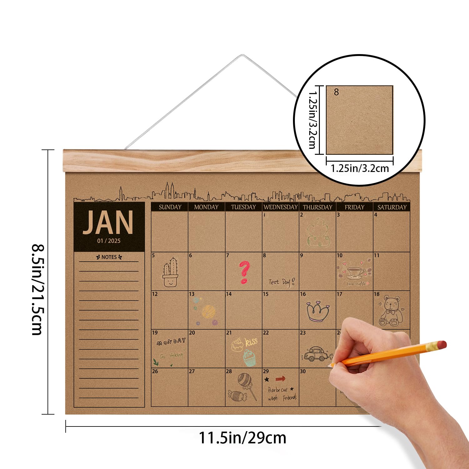 2025-2026 Wall Calendar | January 2025 to June 2026 Monthly Planner | 18-Month Thick Kraft Paper Hanging Organizer for Home & Office (8.5