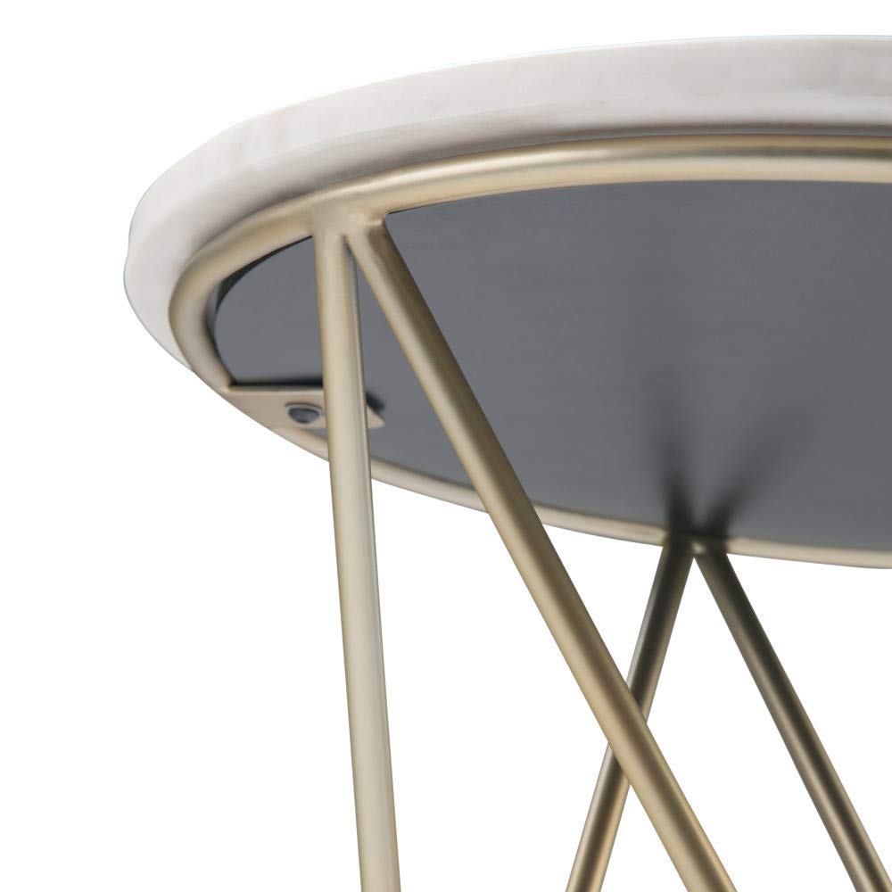 SIMPLIHOME Gabon Modern 18-inch Wide White & Gold Metal Accent Side Table - Nightstand for Living Room, Bedroom, Office | Small End Table for Sofa, Chair, Reading Nook