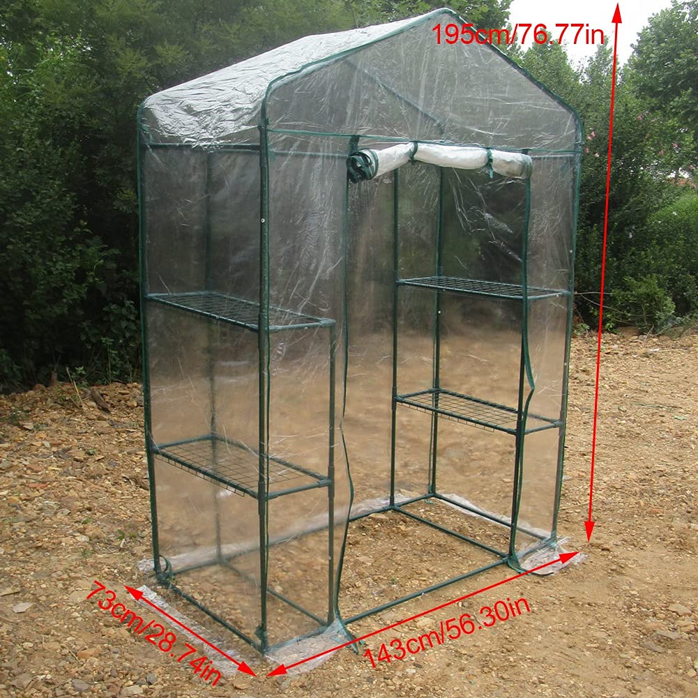 4-Tier Mini Walk-in Greenhouse Cover for Indoor & Outdoor Gardening - 56.3 x 28.7 x 76.8 Inches - Perfect for Growing Seedlings, Herbs, Flowers, Vegetables | Ideal for Backyards, Balconies & Urban Farming