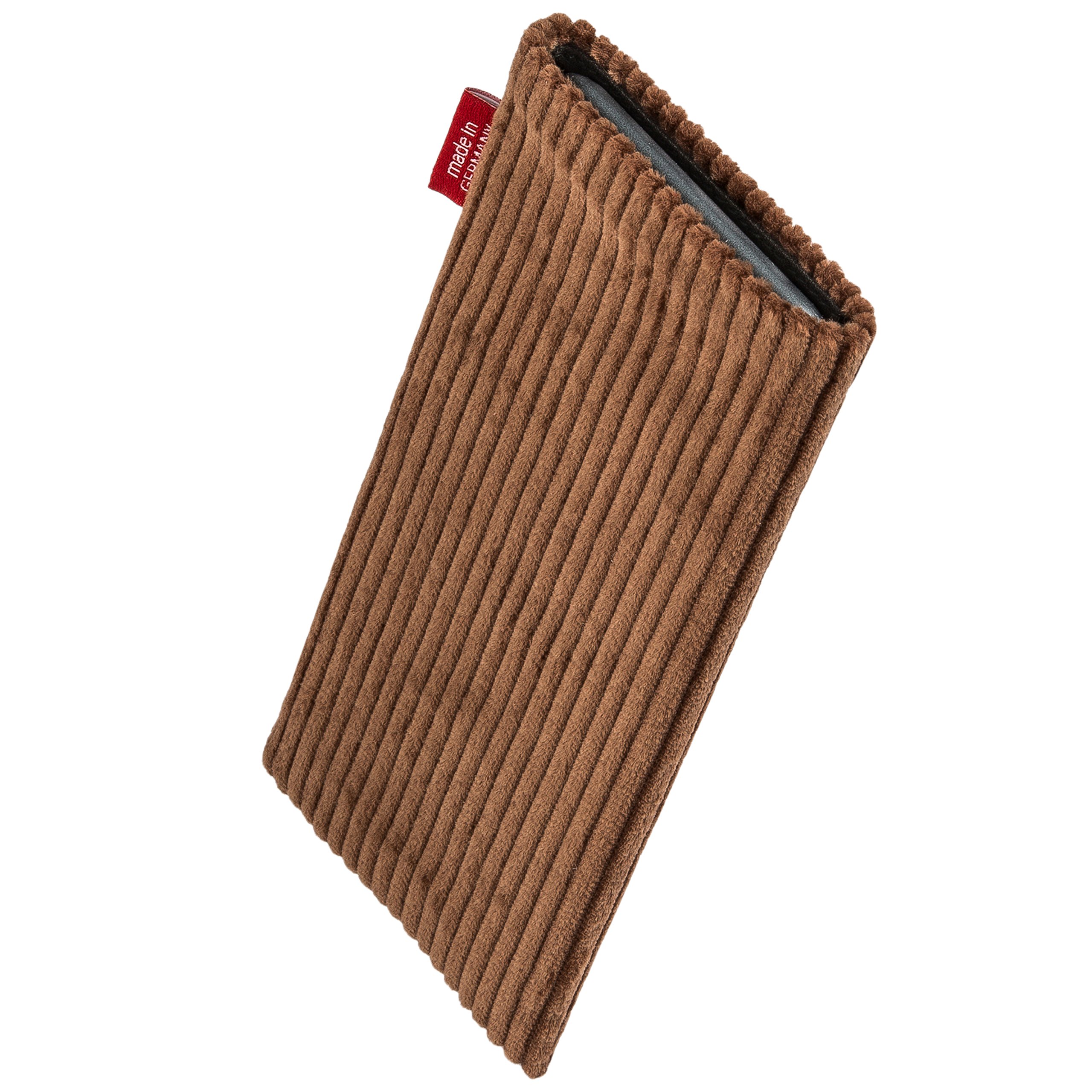 Premium Custom Tailored Retro Brown Sleeve Case for Oppo Reno 10X Zoom | German-Made Corduroy Phone Pouch with Microfiber Lining | Display Protection & Cleaning | Perfect for Travel, Work & Everyday Use