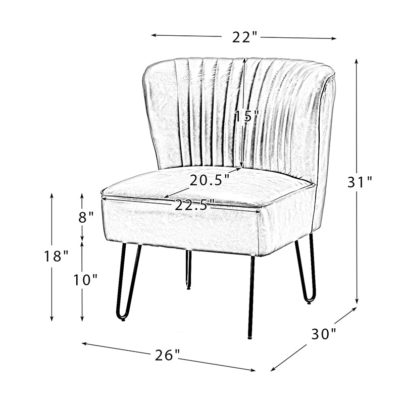 Annabella Vegan Leather Side Chair with Metal Base - Modern Dining & Office Accent Chair for Home & Workspace