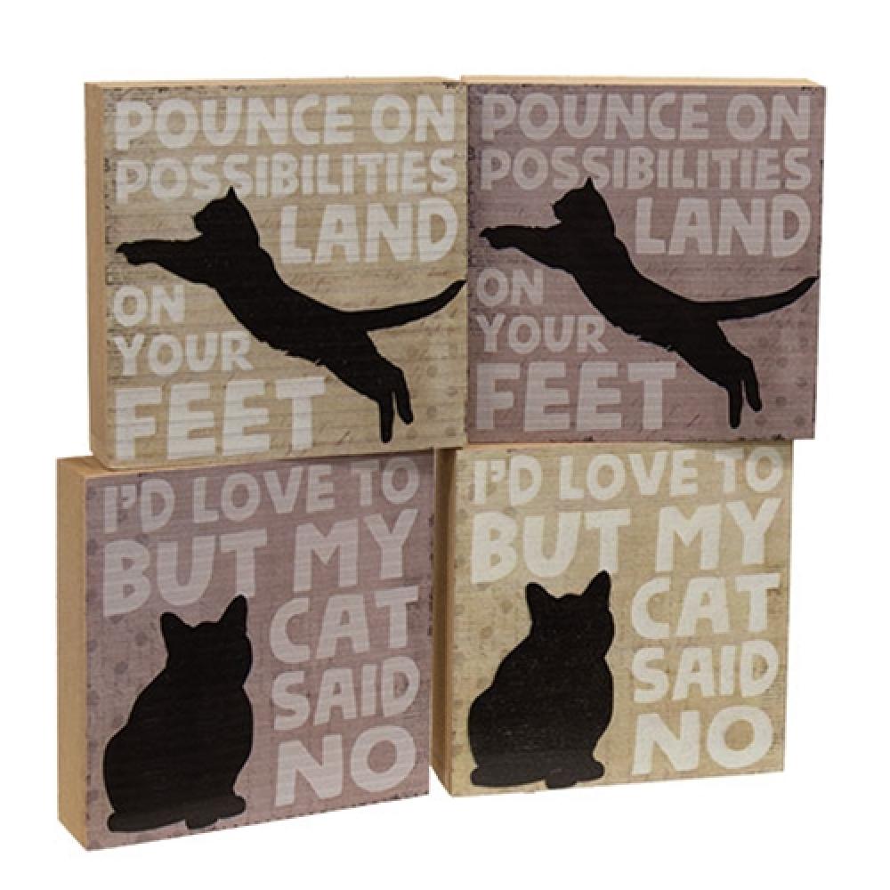 Pounce on Possibilities Box Sign - 4 Assorted Designs - Perfect for Home Decor, Office Inspiration & Gift Giving