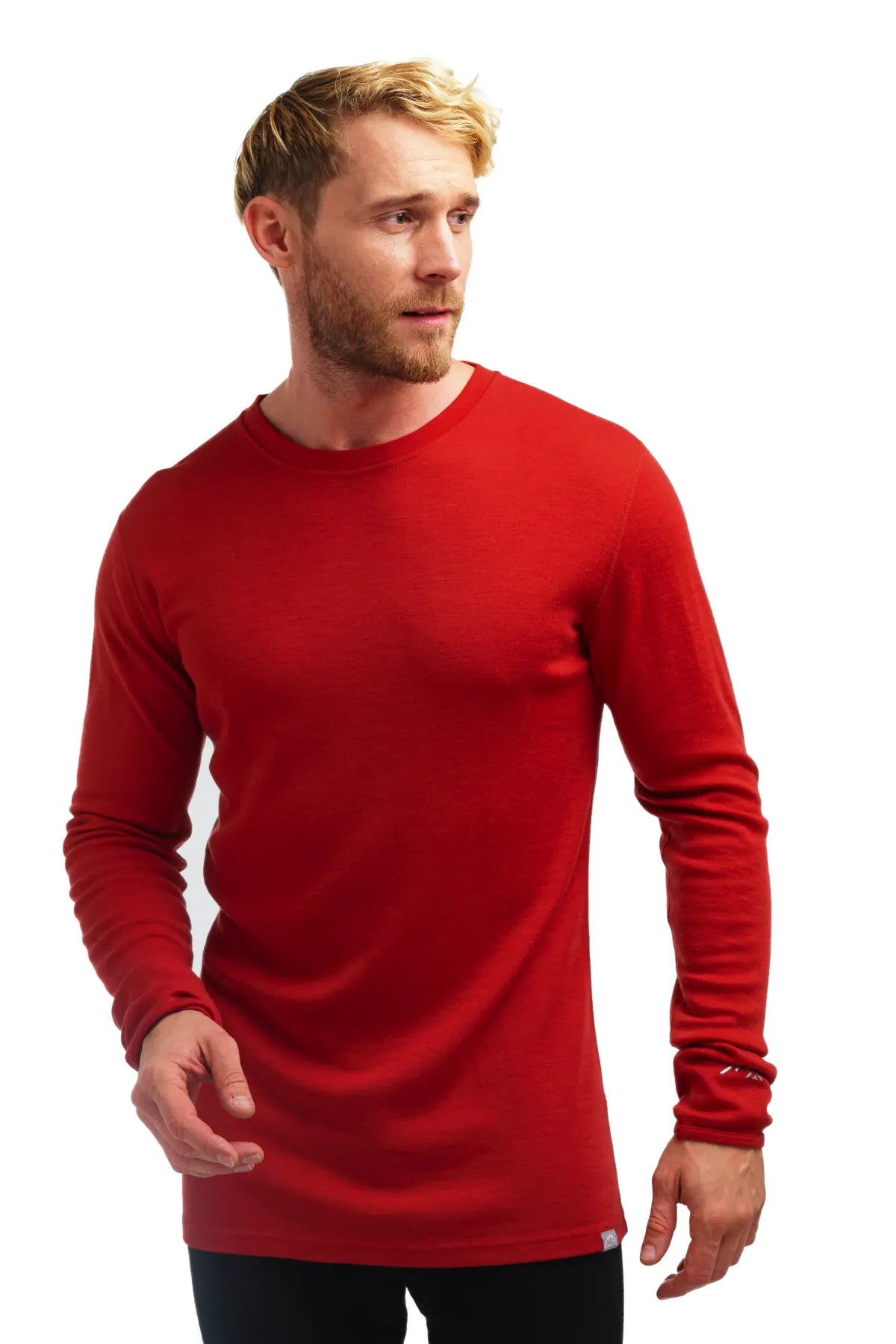 Premium Men's Merino Wool Long Sleeve Base Layer Shirt - 250g Warm Thermal Top in Cherry Red for Hiking, Skiing & Winter Outdoor Activities